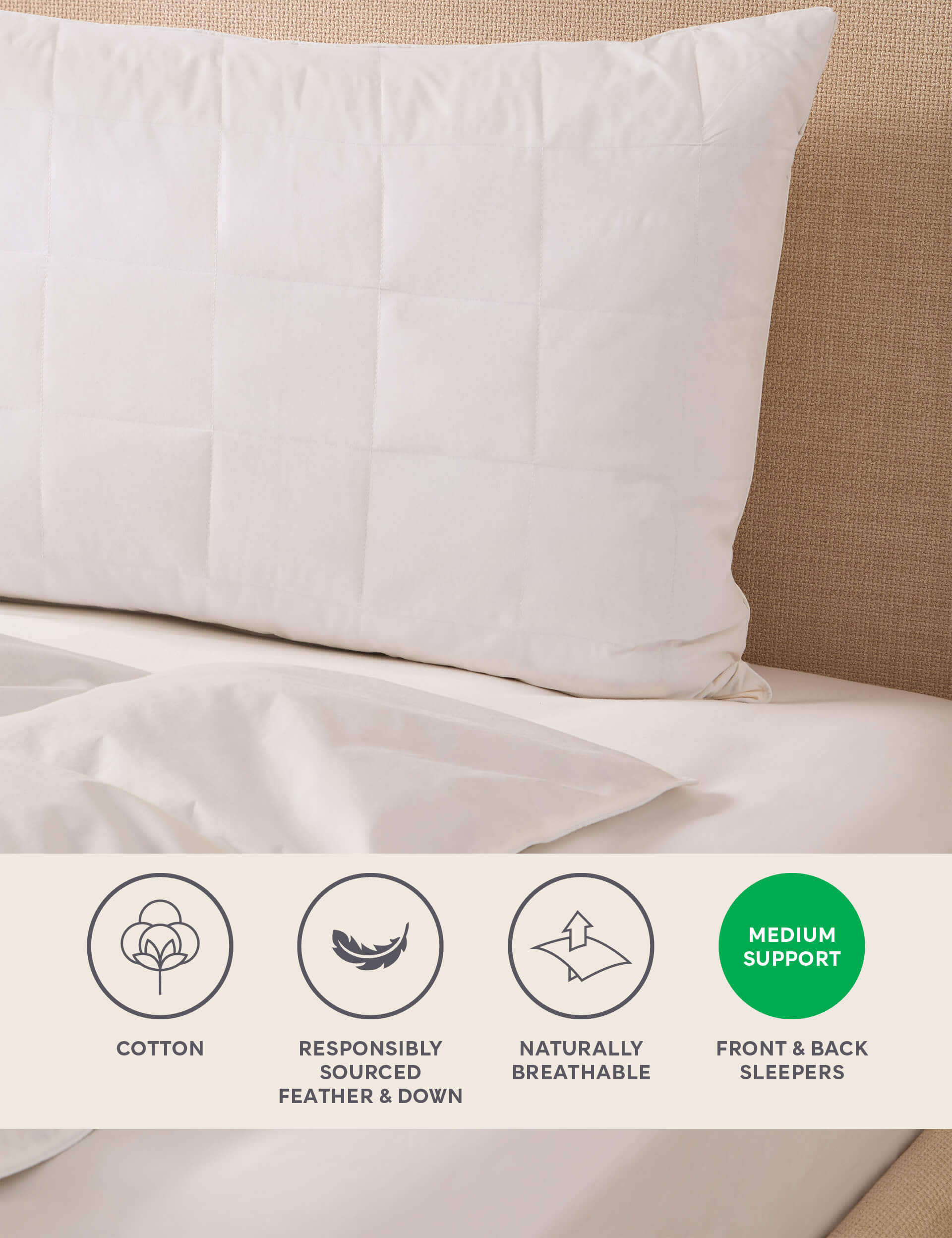 Sleep Solutions Goose Down Surround Medium Pillow