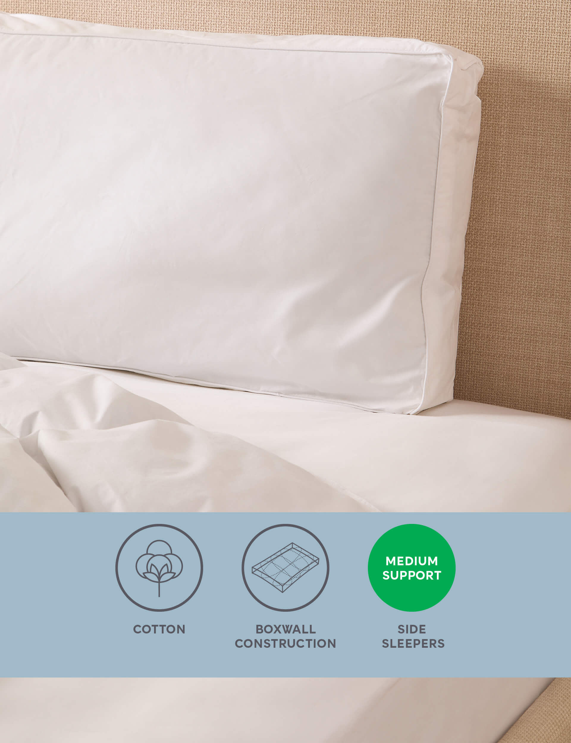 Sleep Solutions Side Sleeper Walled Pillow - White, White