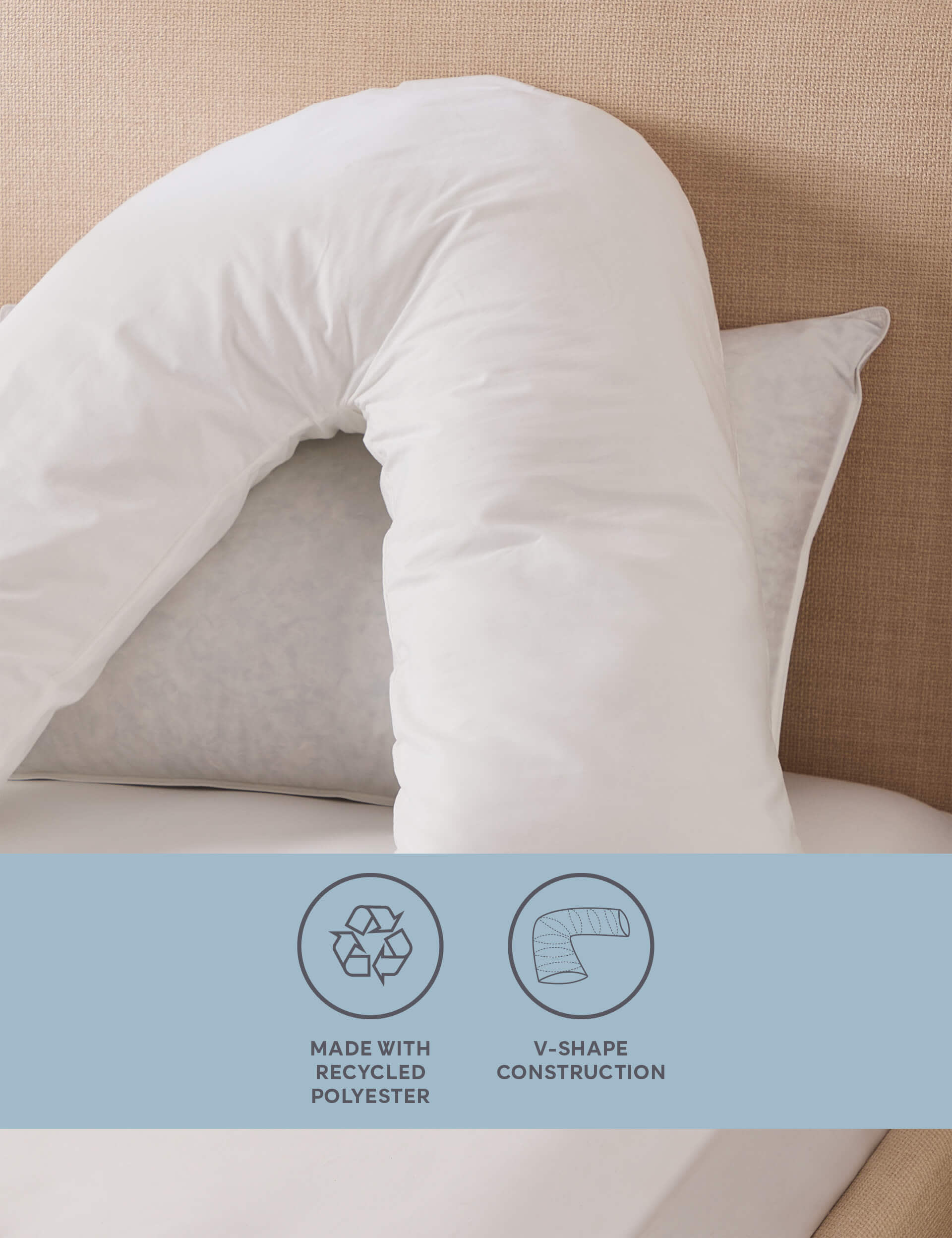 Sleep Solutions V-Shaped Medium Pillow with Pillowcase