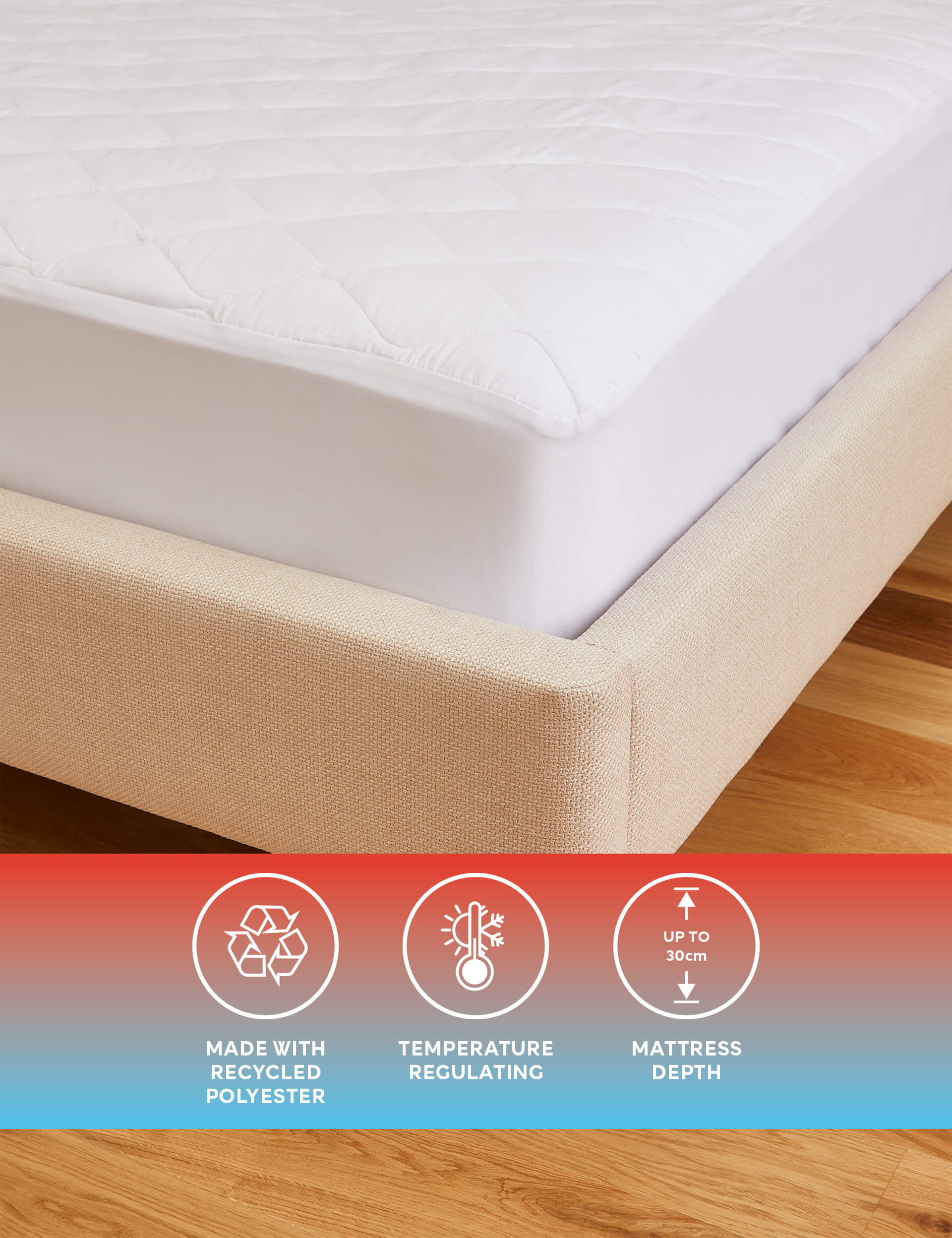 Body Sensor Body Temperature Control Mattress Protector - DBL - White, White