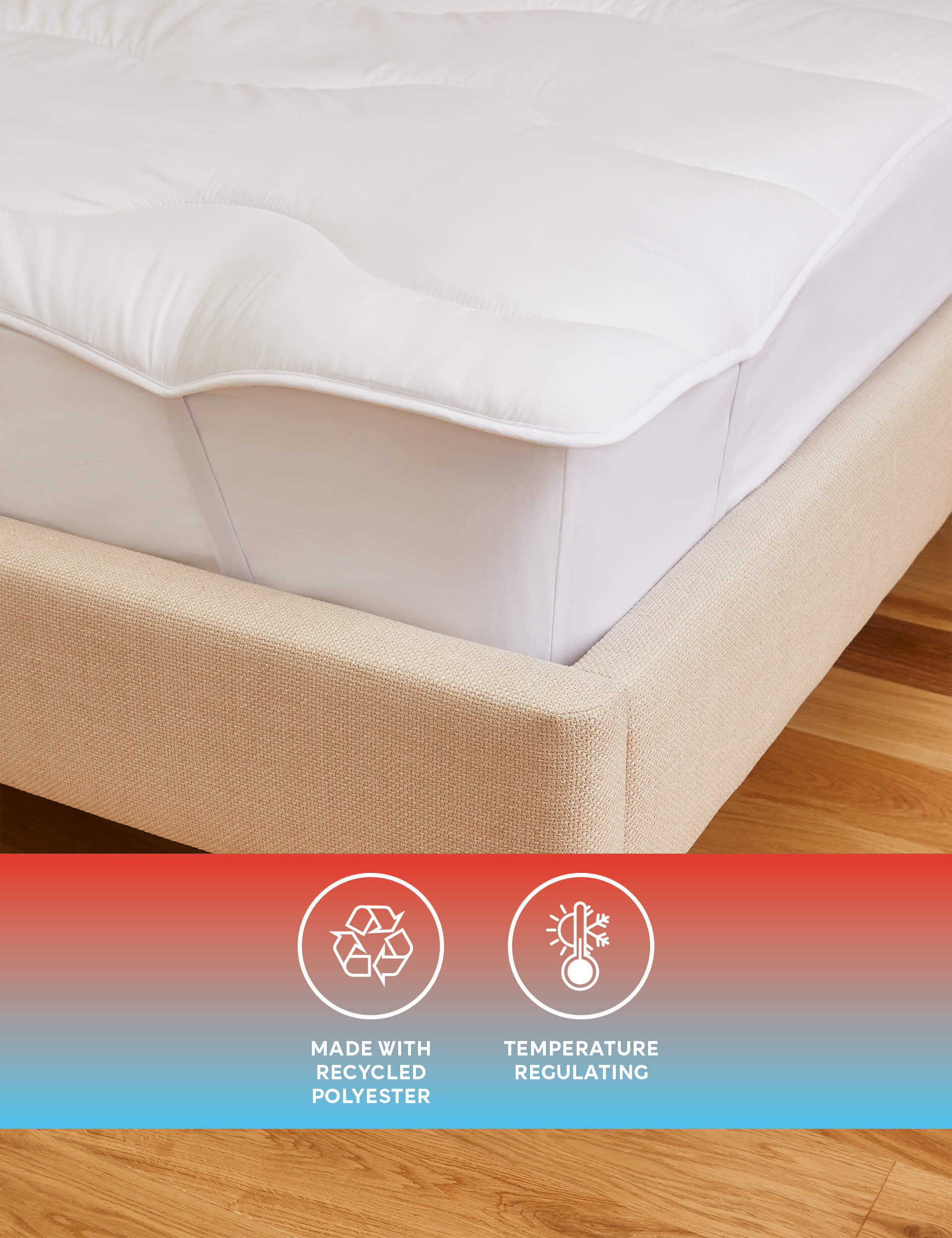 Body Sensor Body Temperature Control Mattress Topper - 5FT - White, White