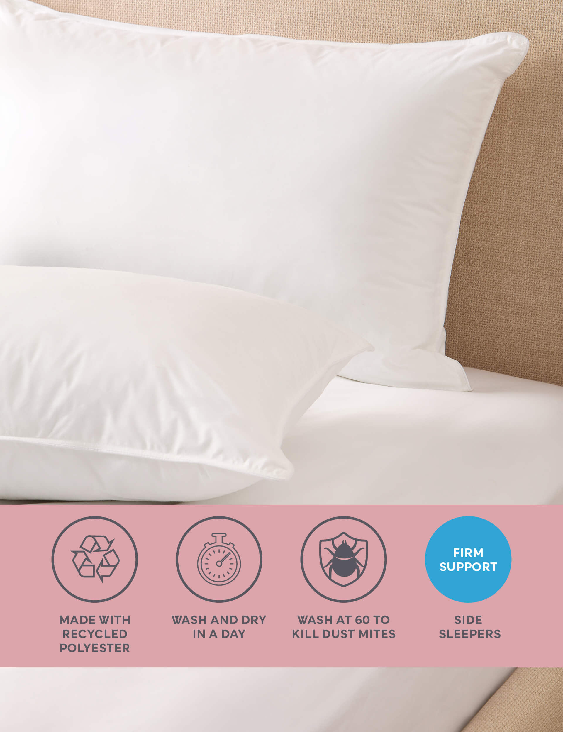 M&S 2pk Supremely Washable Firm Pillows