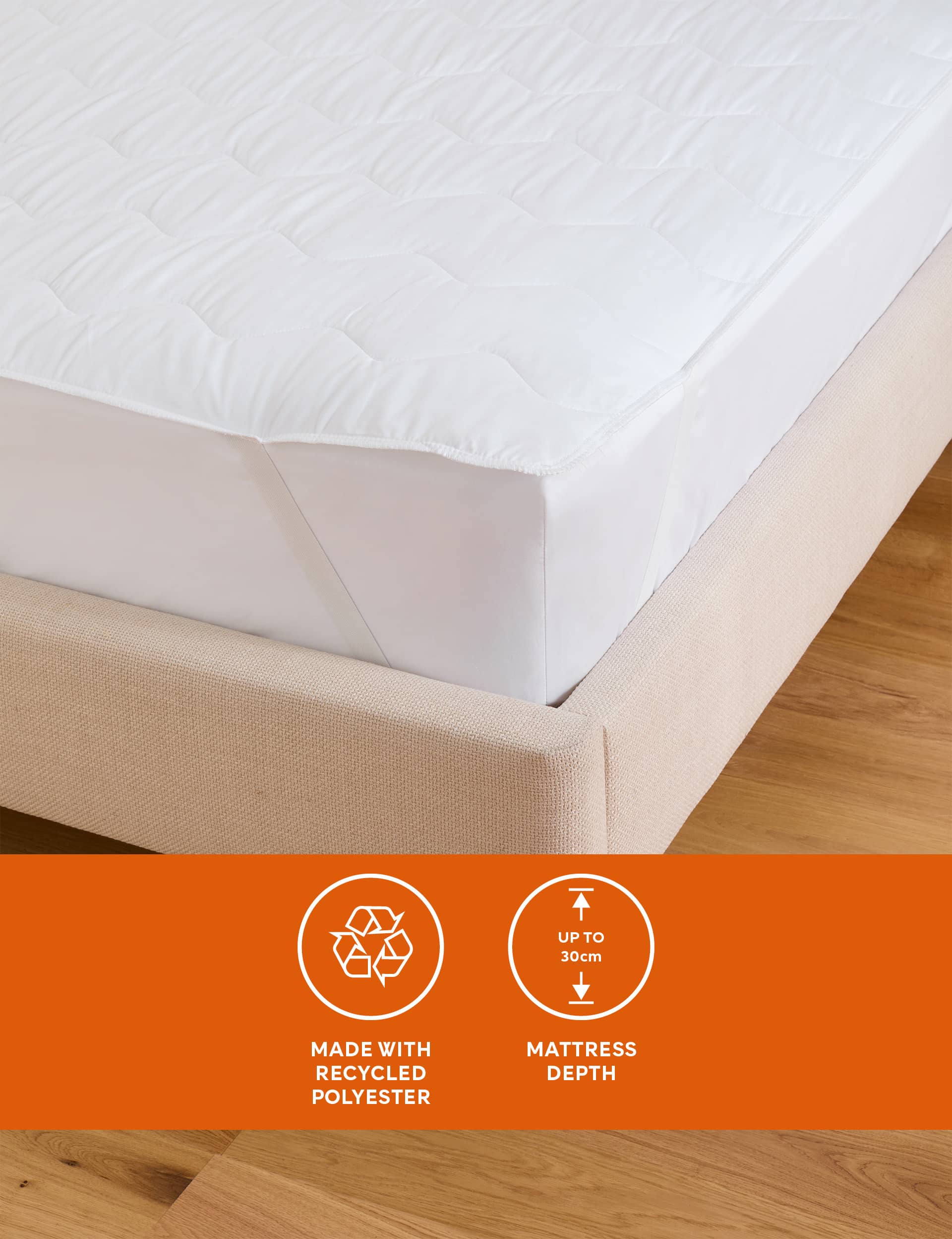 M&S Collection Warm & Toasty Mattress Protector - DBL - White, White