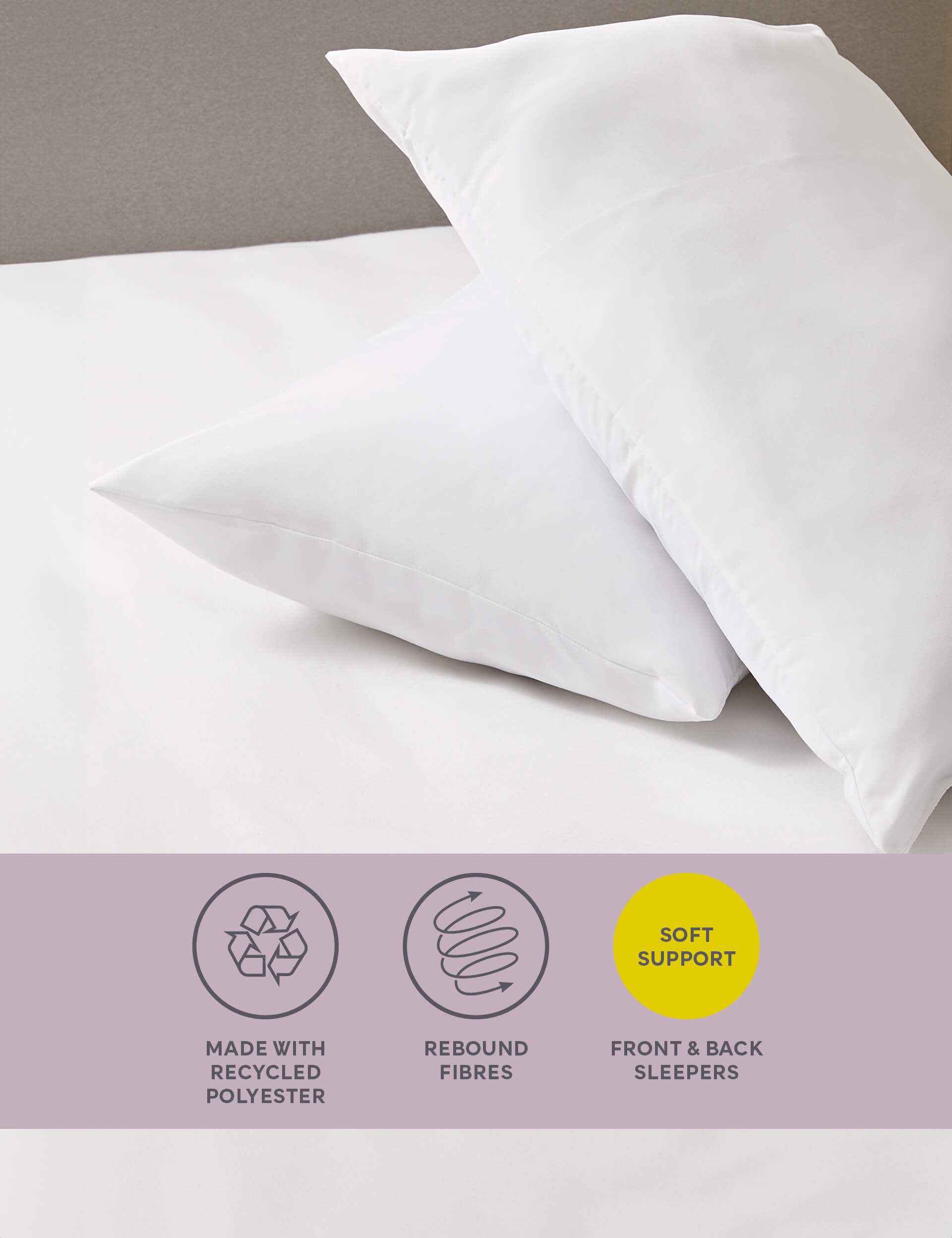 M&S 2pk Simply Soft Soft Pillows - White, White