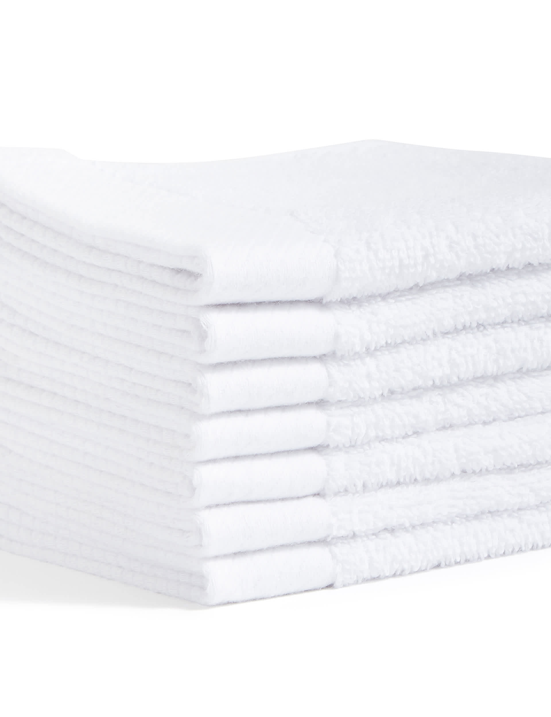 M&S Collection Set of 7 Pure Cotton Face Cloths - White, White,Grey