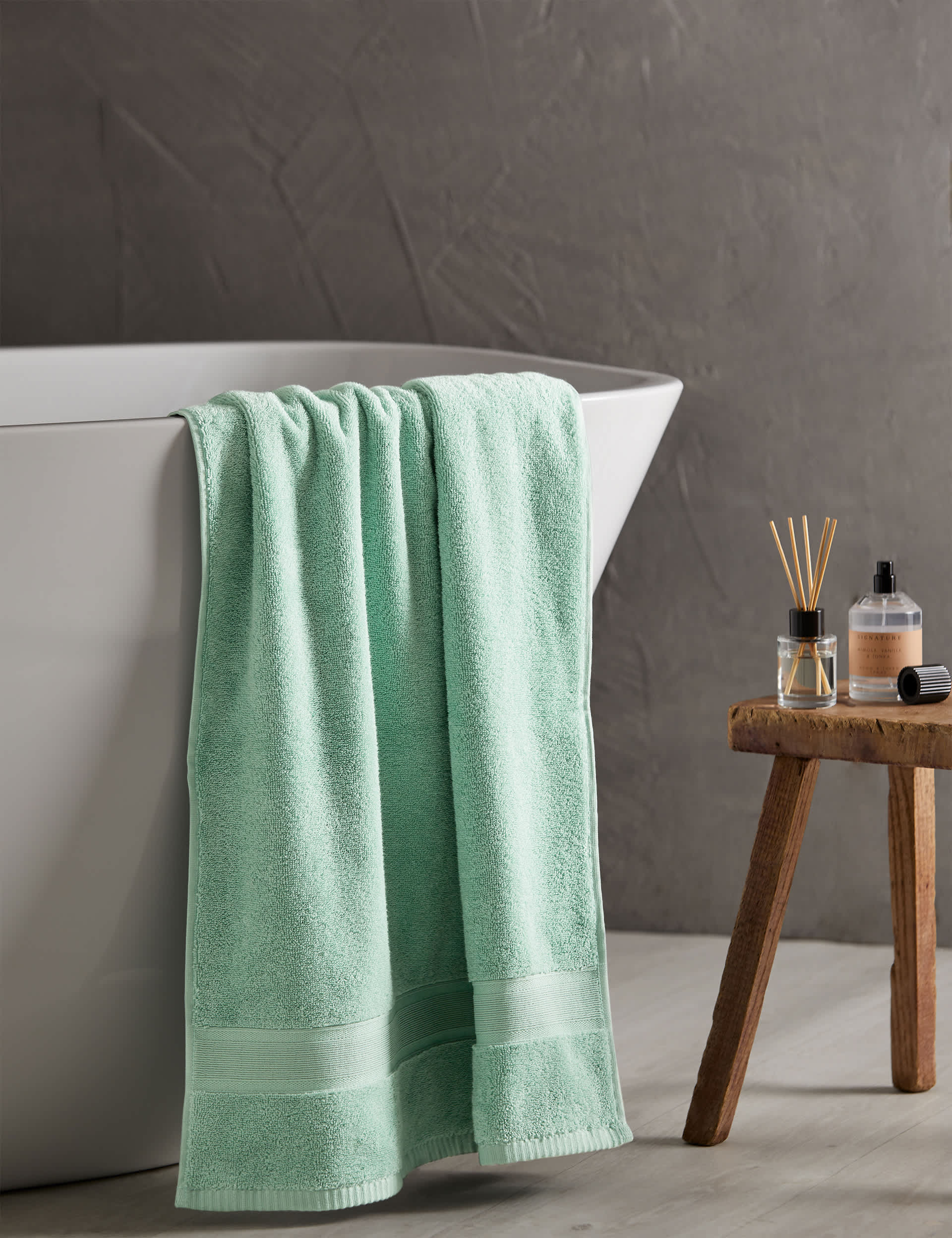 M&S Collection Ultimate Super Soft Pure Cotton Towel - XXL - Duck Egg, Duck Egg,Dark Charcoal,White,