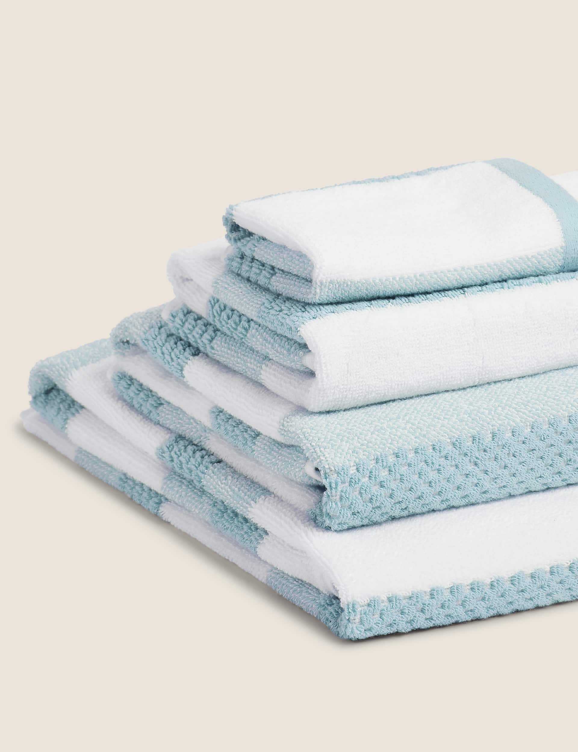 M&S Pure Cotton Striped Textured Towel