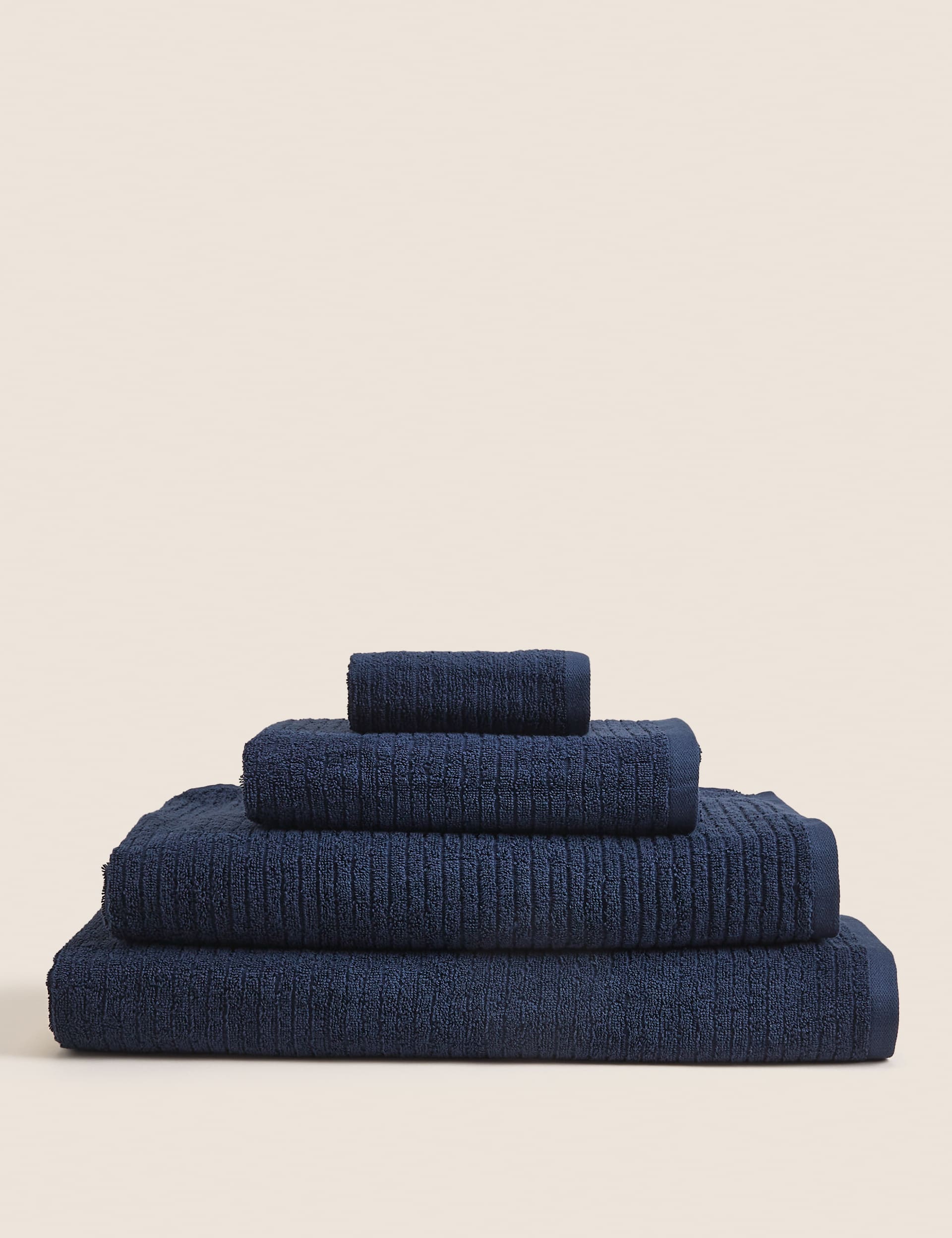 M&S Pure Cotton Quick Dry Towel - EXL - Navy, Walnut,Stone,White,Chambray,Silver Grey,Navy,Duck Egg,