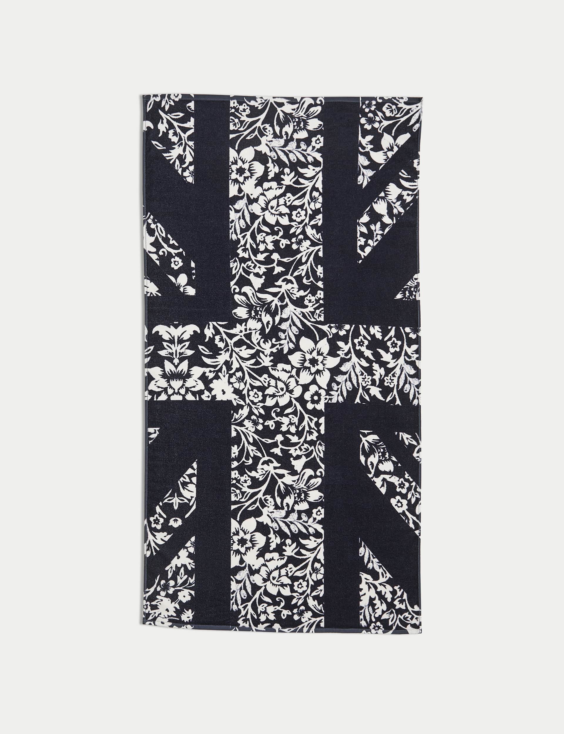M&S Pure Cotton Floral Union Jack Beach Towel
