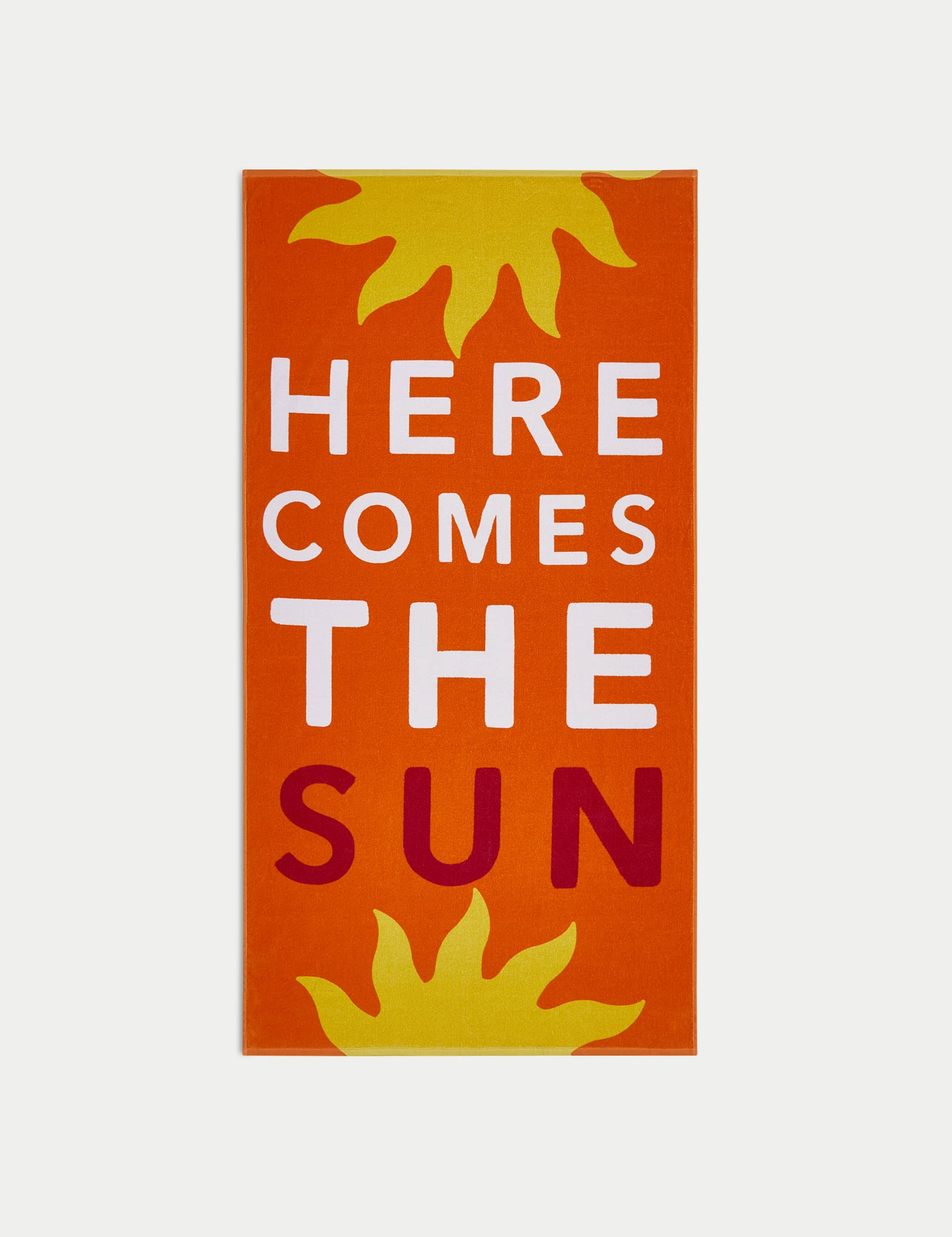 M&S Pure Cotton Sun Slogan Beach Towel - Orange, Orange