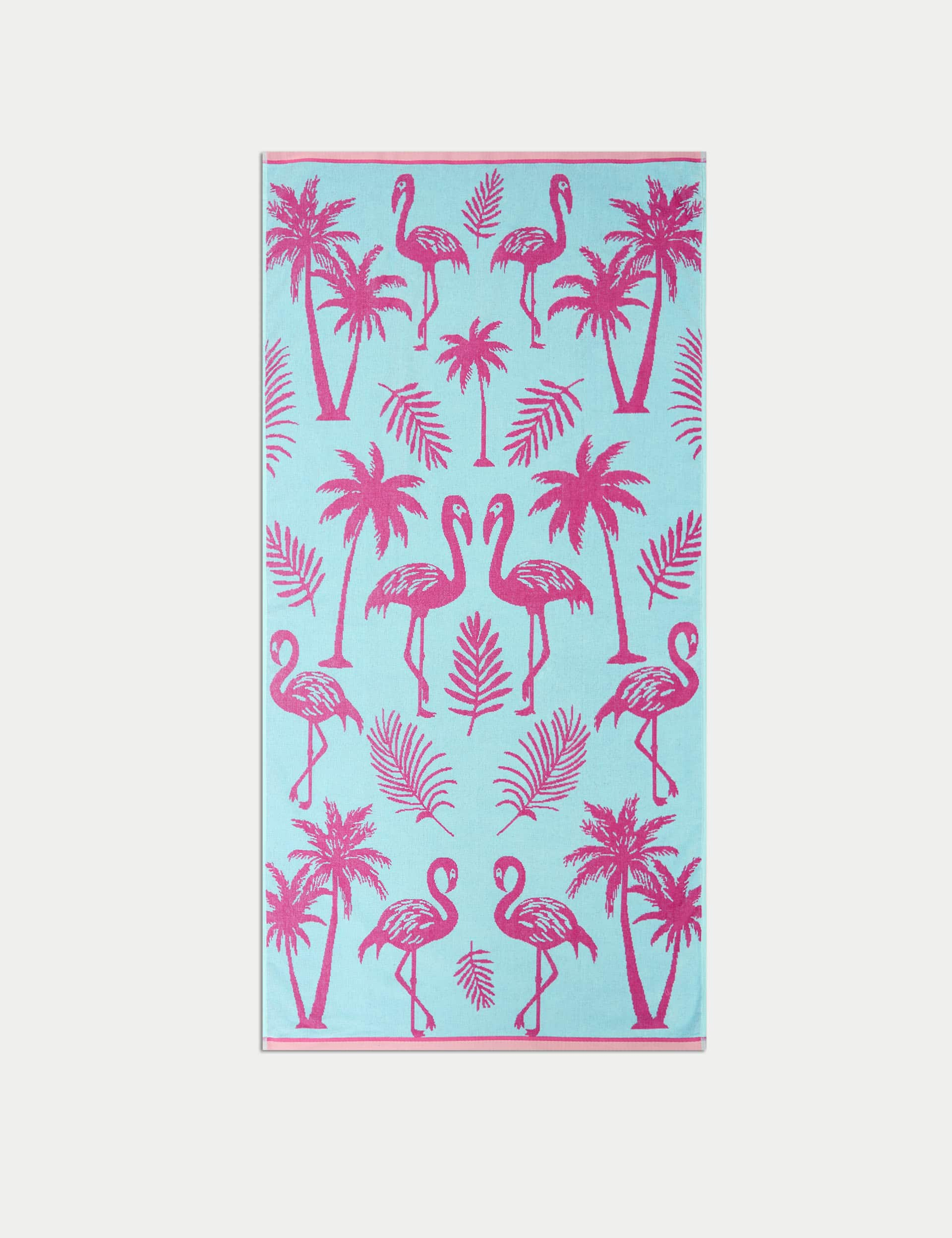 M&S Pure Cotton Flamingo Beach Towel - Teal Mix, Teal Mix