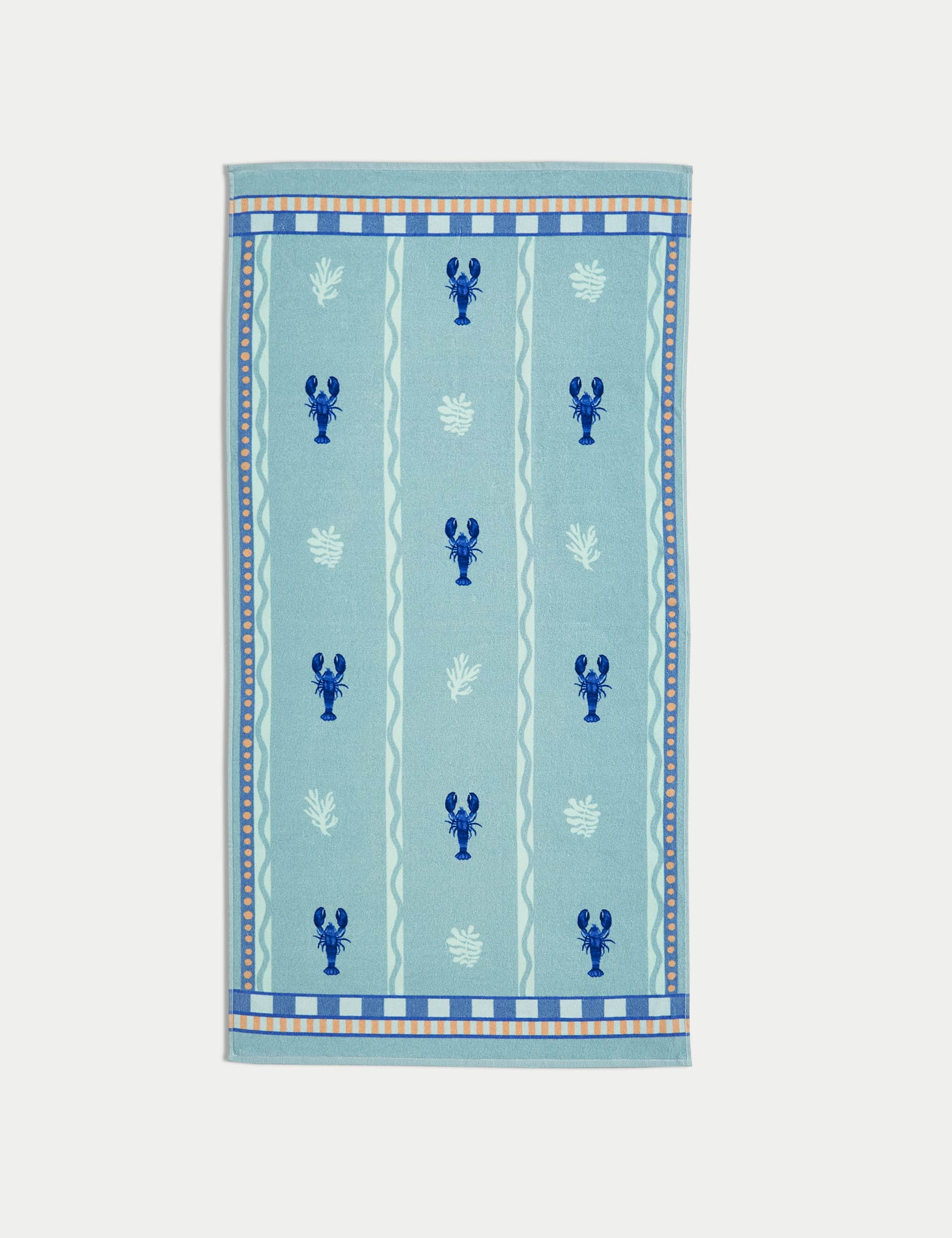 M&S Pure Cotton Lobster Beach Towel - Blue Mix, Blue Mix