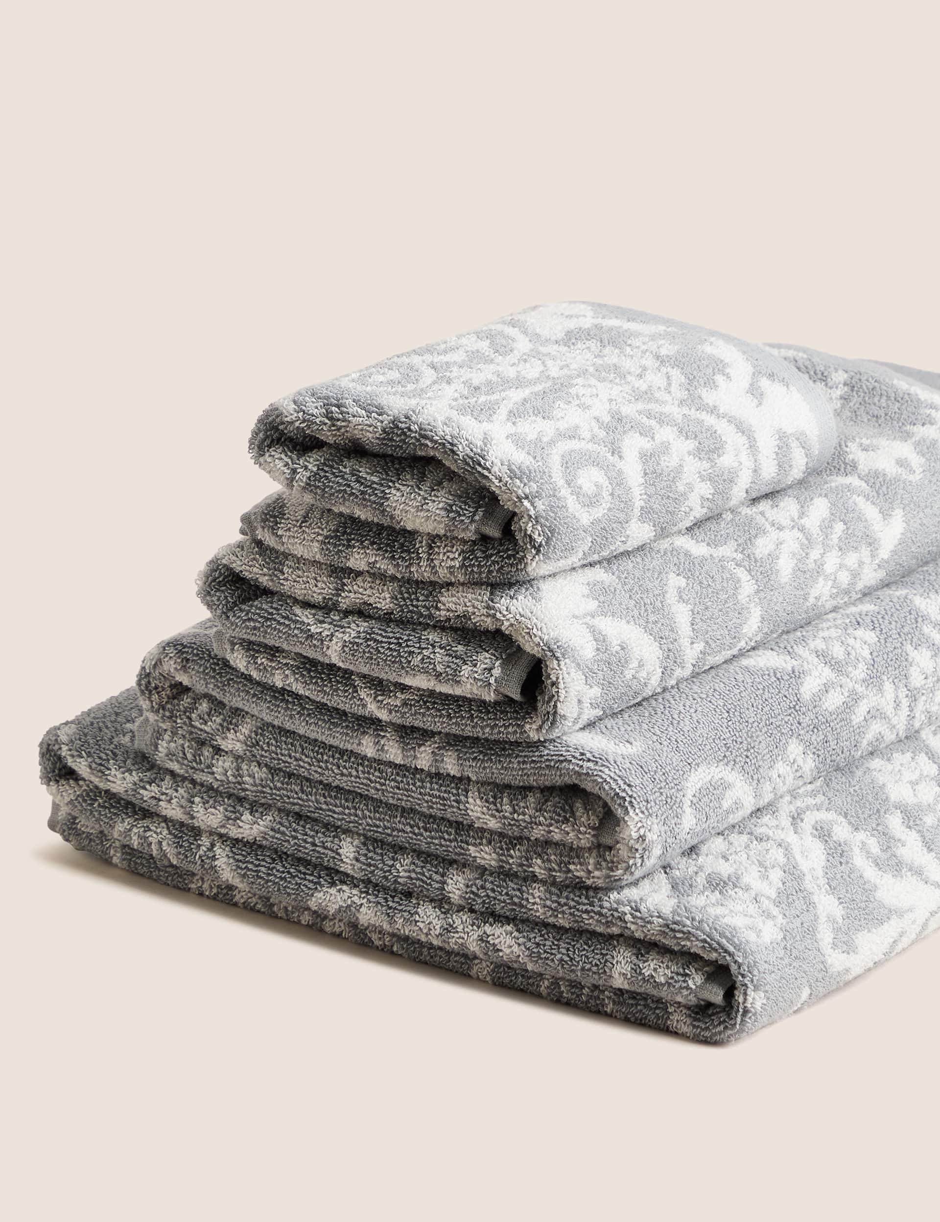 M&S Pure Cotton Damask Jacquard Towel
