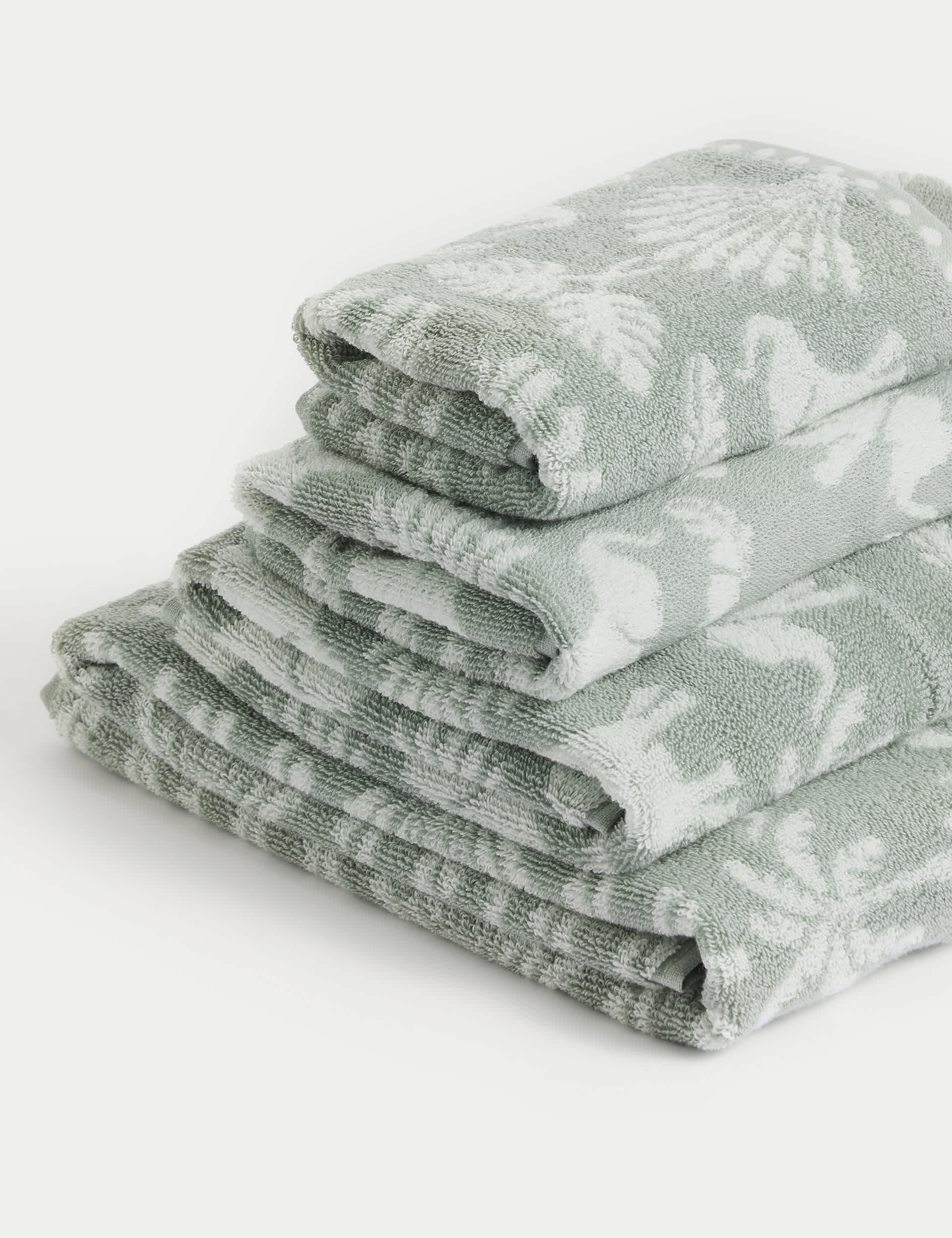 M&S Collection Pure Cotton Elephant Palm Towel - BATH - Sage, Sage,Charcoal