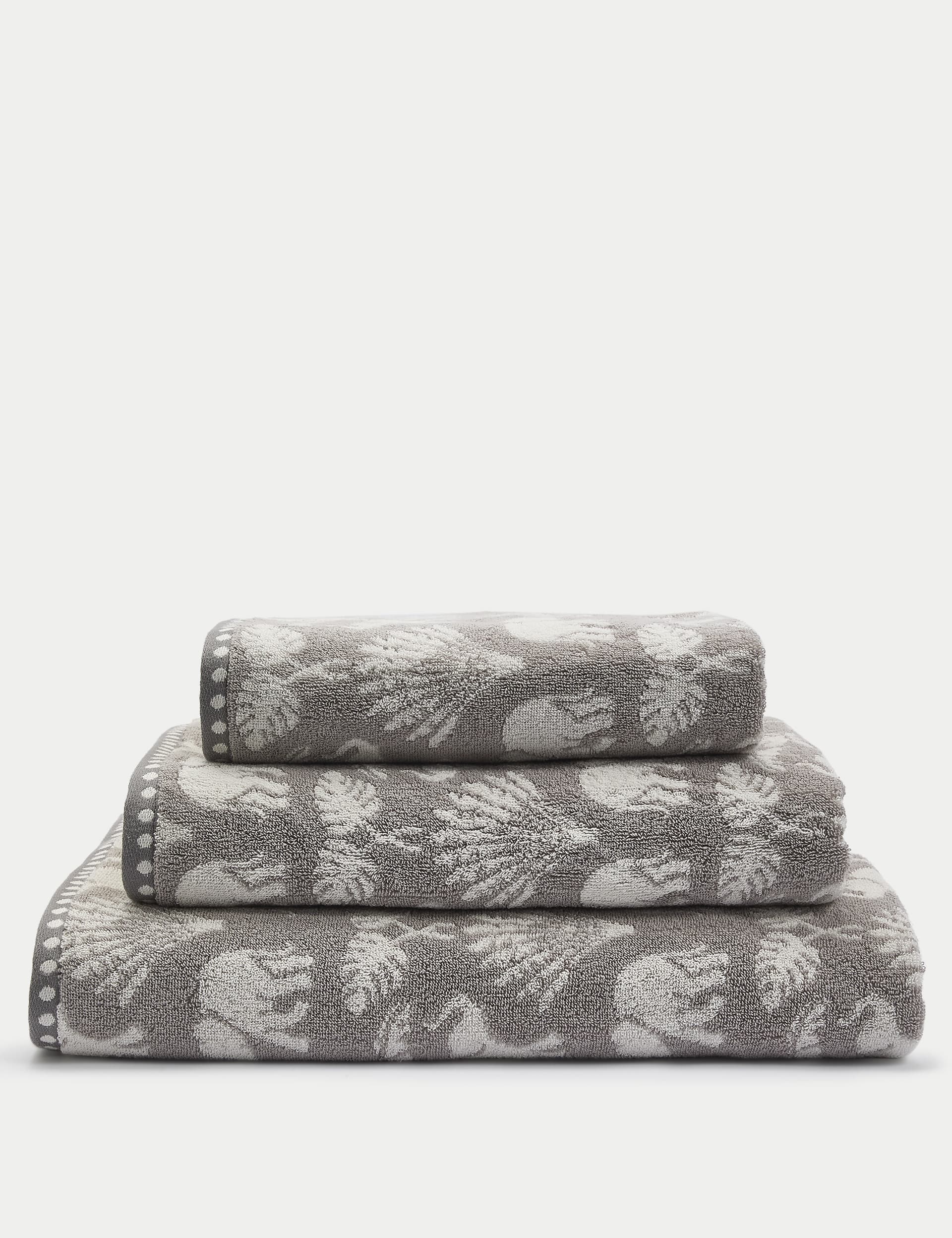 M&S Collection Pure Cotton Elephant Palm Towel - BATH - Light Grey, Light Grey