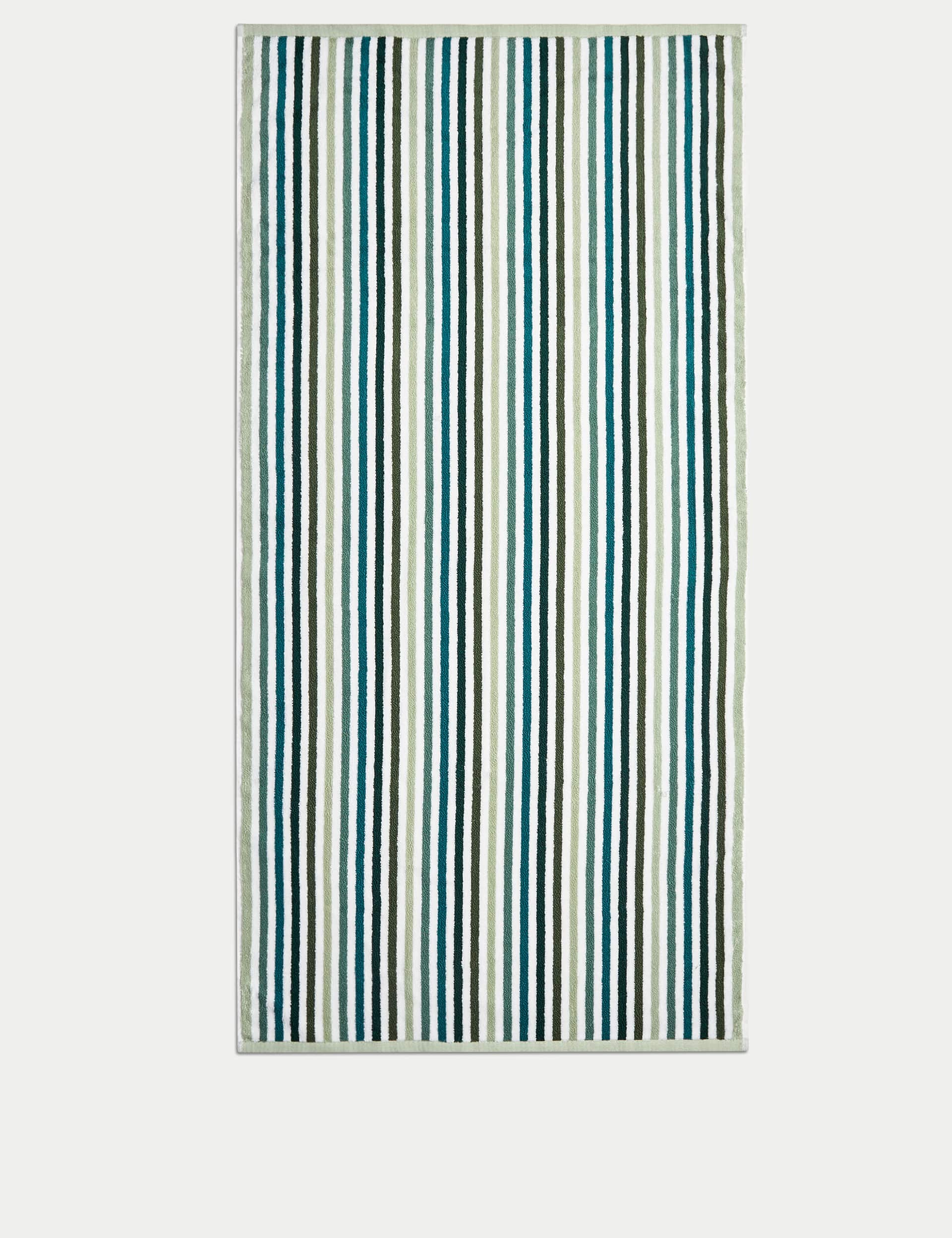 M&S Collection Pure Cotton Striped Towel - HAND - Green, Green