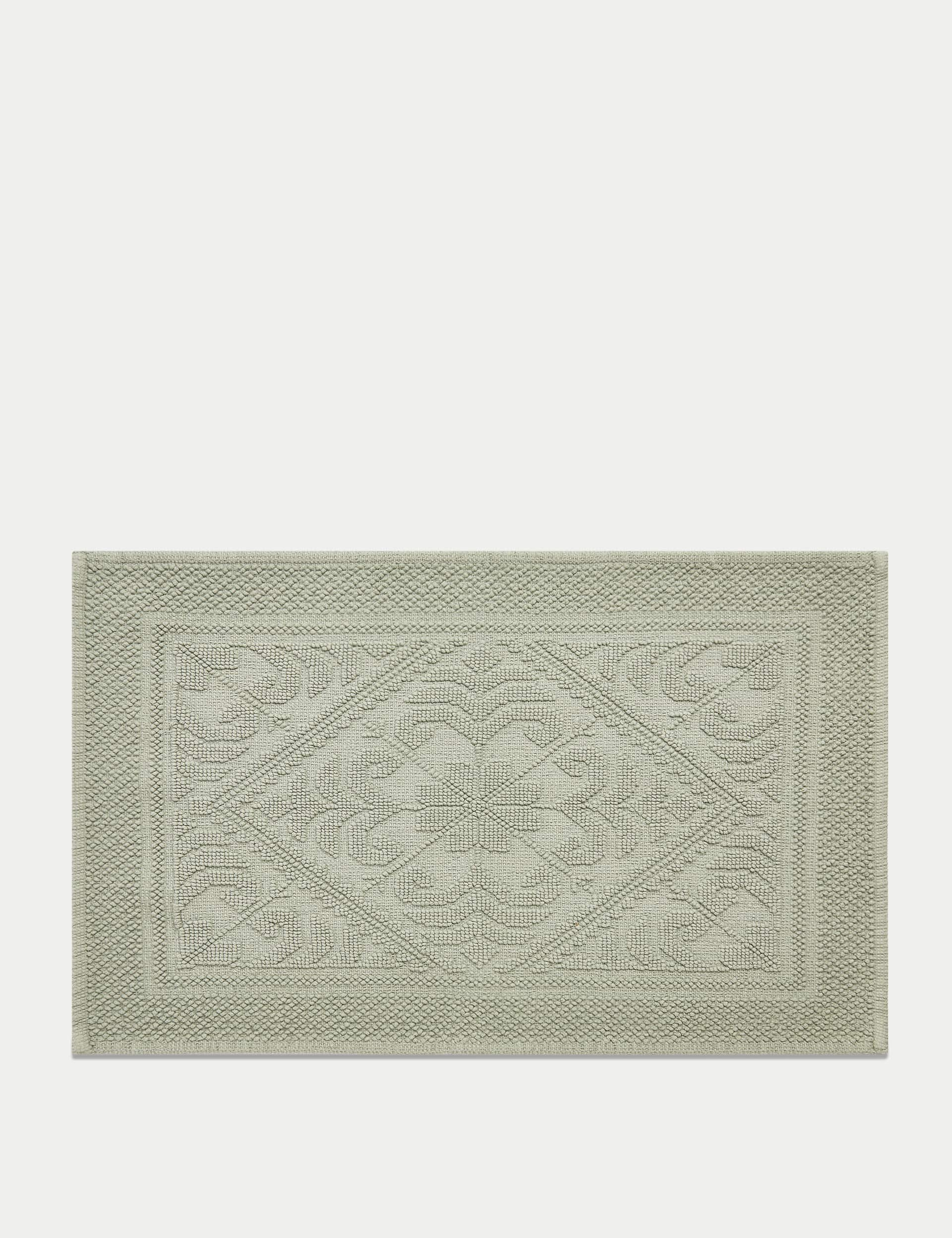 M&S Pure Cotton Damask Bath Mat - Sage, Sage