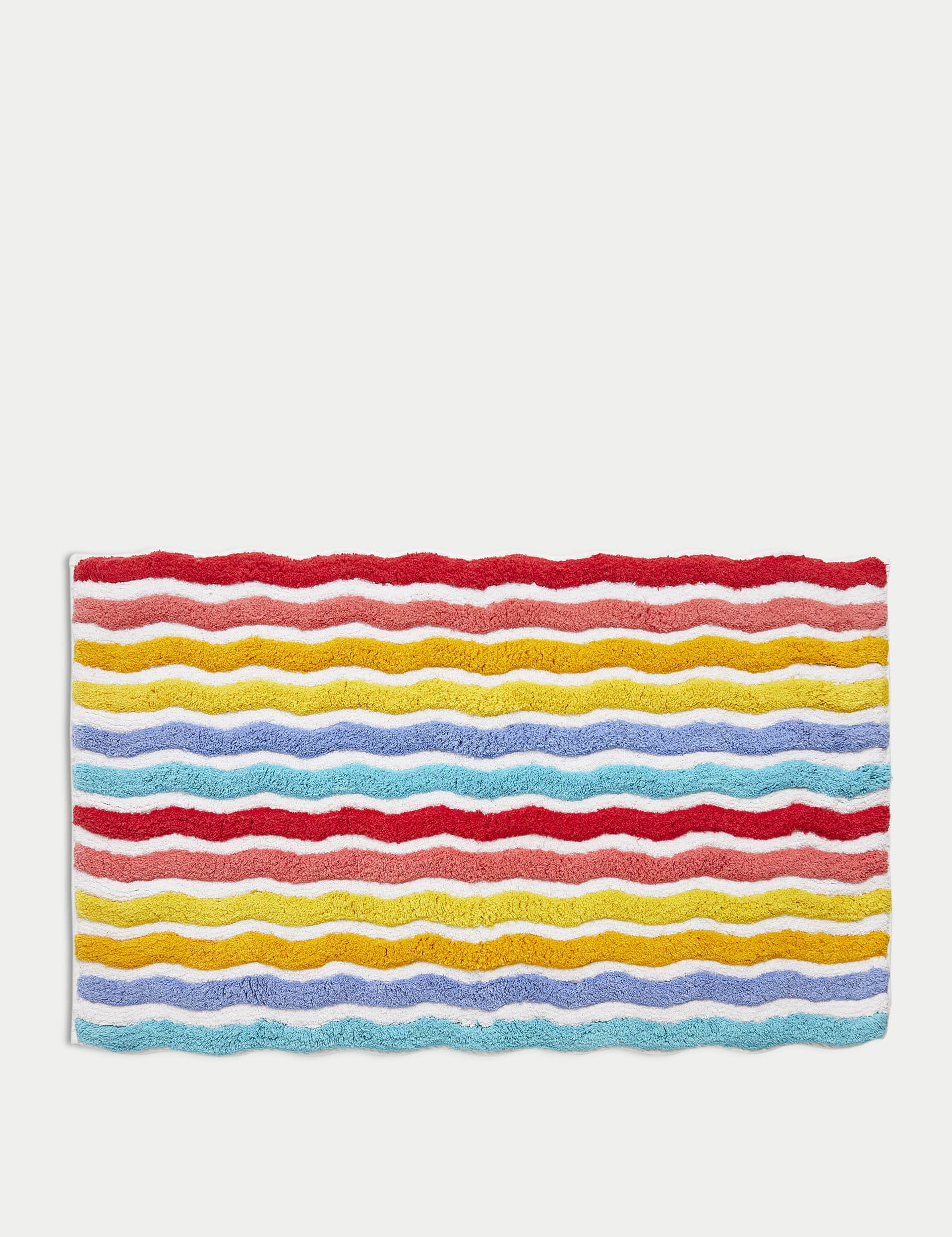 M&S Pure Cotton Rainbow Squiggle Bath Mat - Multi, Multi