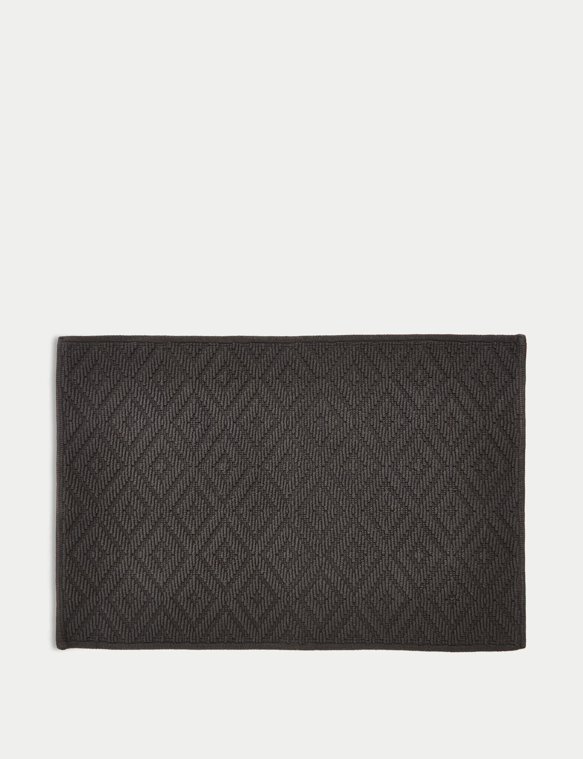 M&S Pure Cotton Geometric Textured Bath Mat - Charcoal, Natural,Charcoal,Clay,Sage