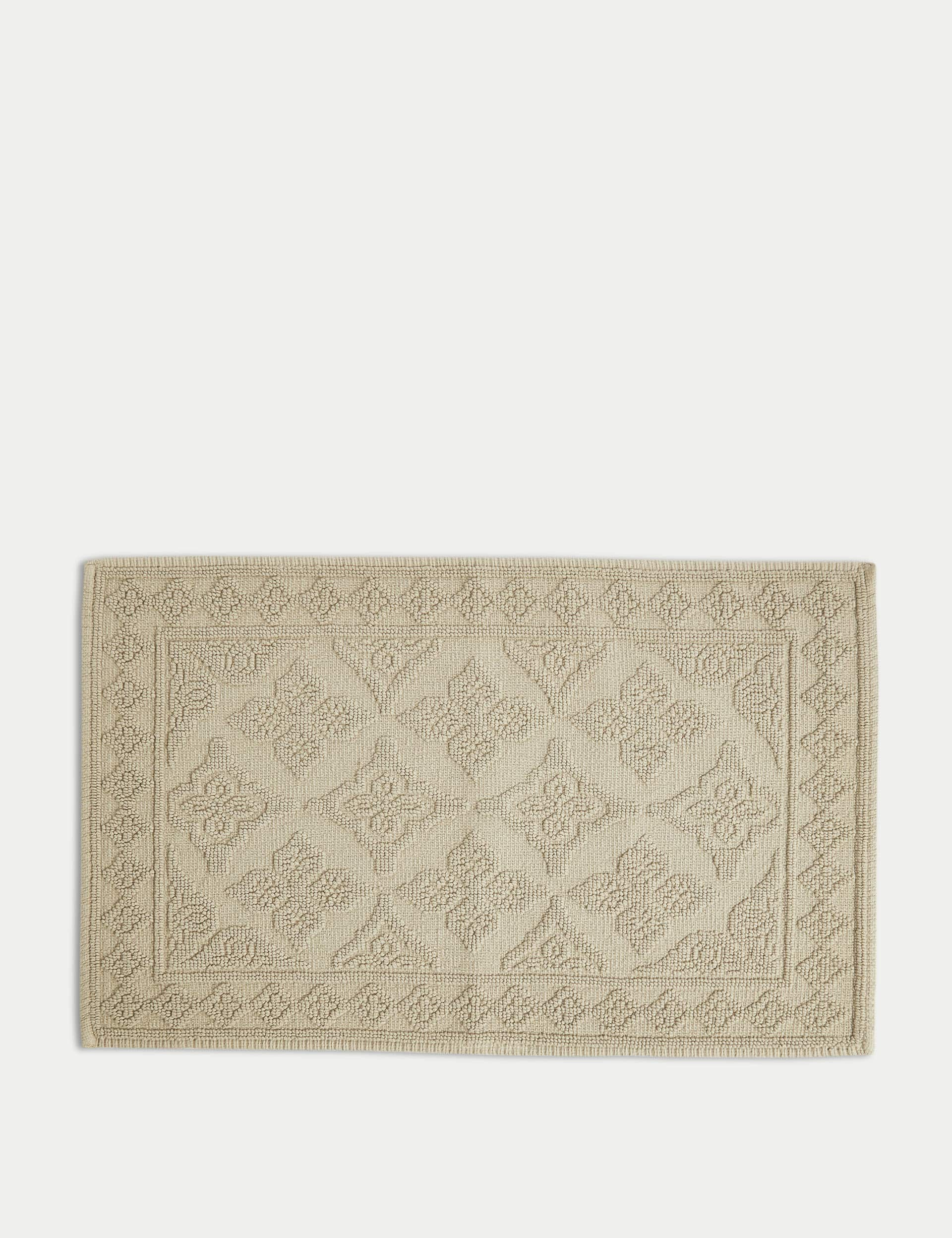 M&S X Fired Earth Pure Cotton Textured Bath Mat - Malm, Malm,Weald Green