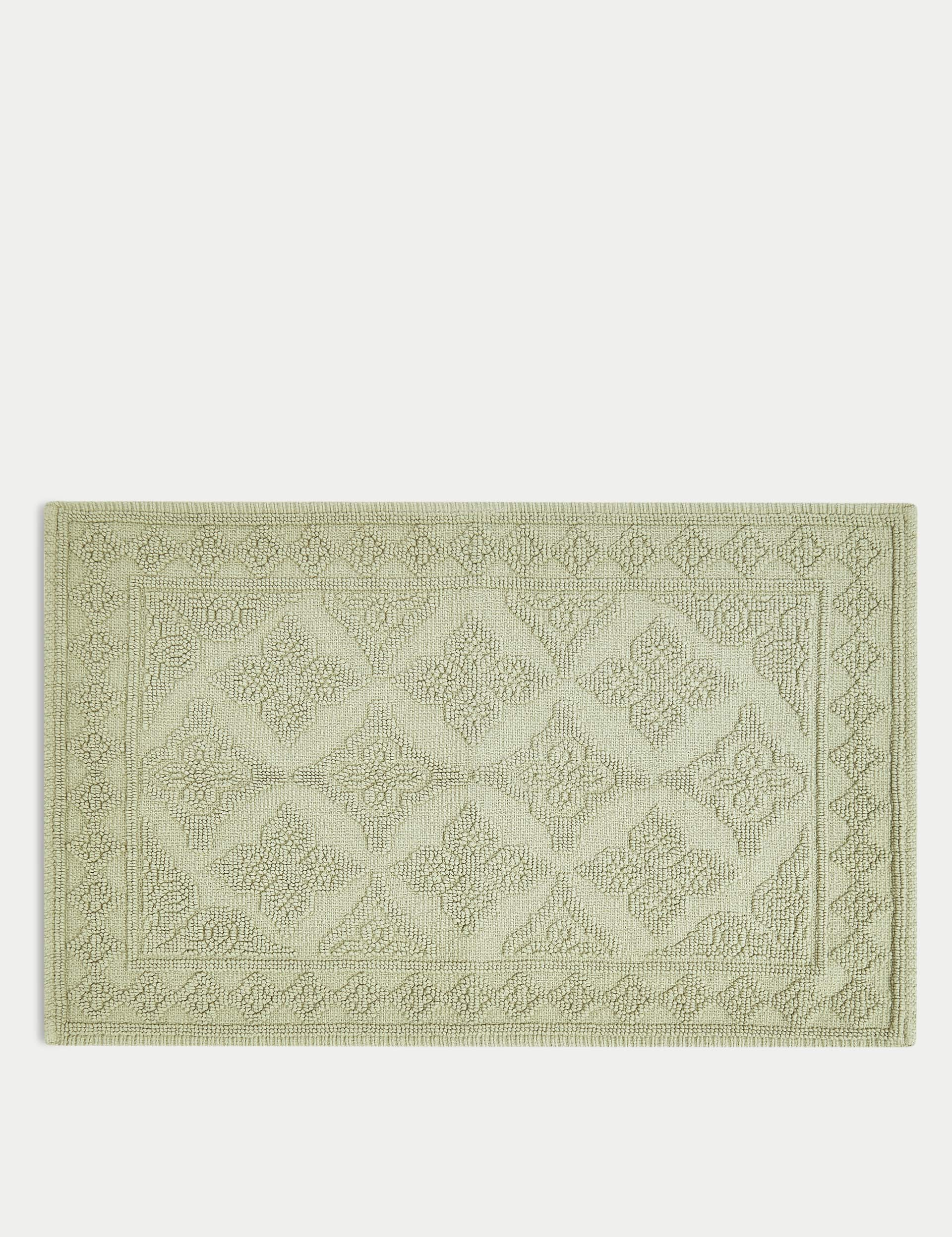 M&S X Fired Earth Pure Cotton Textured Bath Mat - Weald Green, Malm,Weald Green