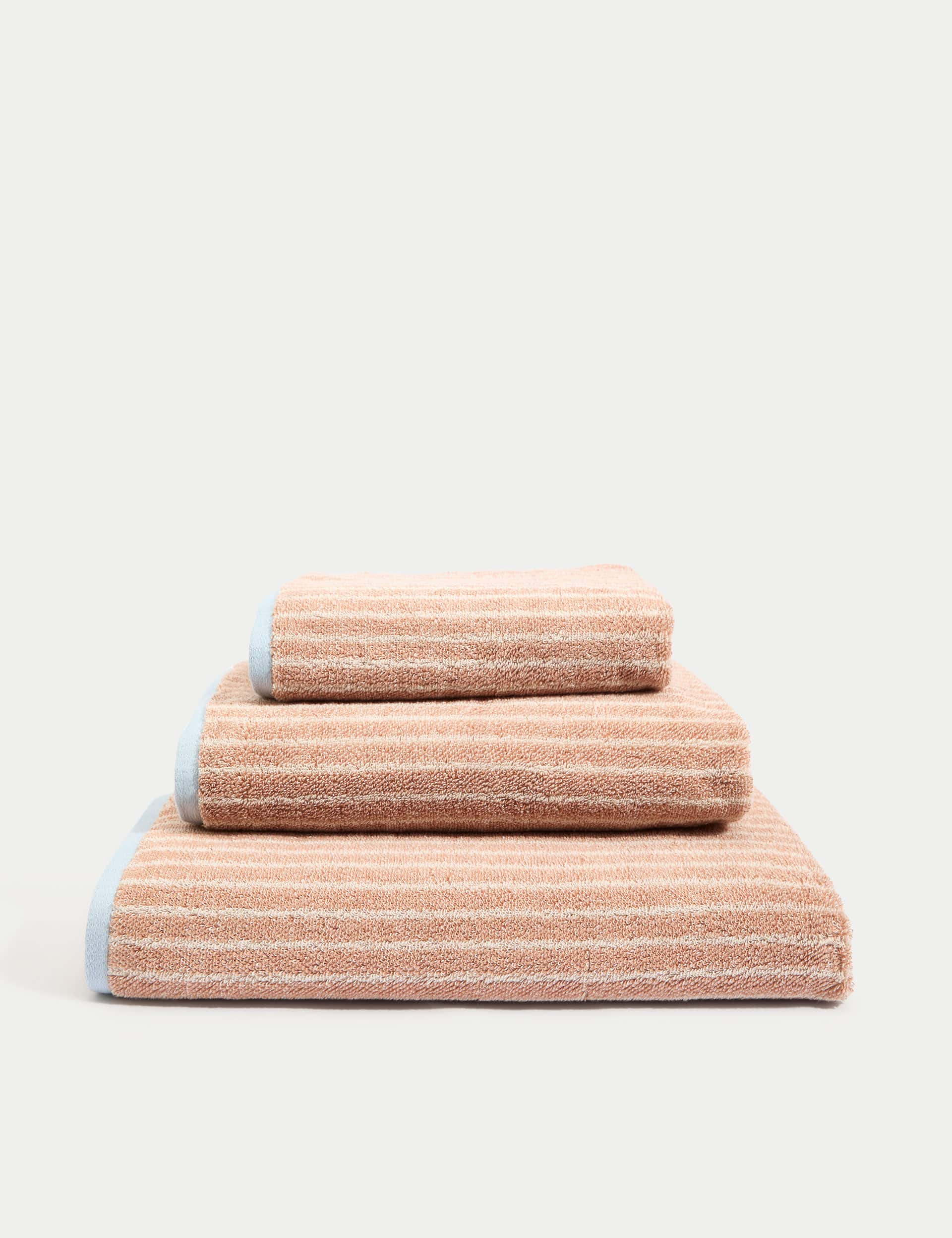 M&S Collection Pure Cotton Modern Stripe Towel - HAND - Rust, Rust,Ochre,Blue Mix