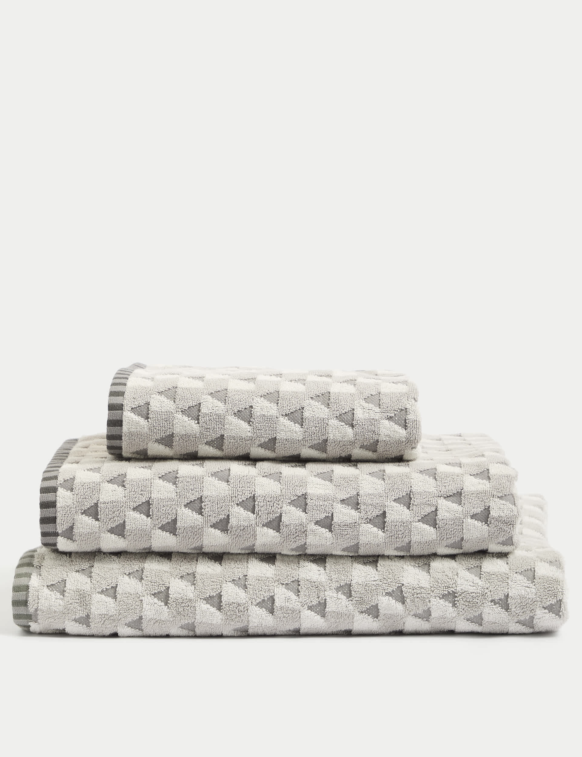 M&S Pure Cotton Geometric Towel - HAND - Grey Mix, Blue Mix,Grey Mix