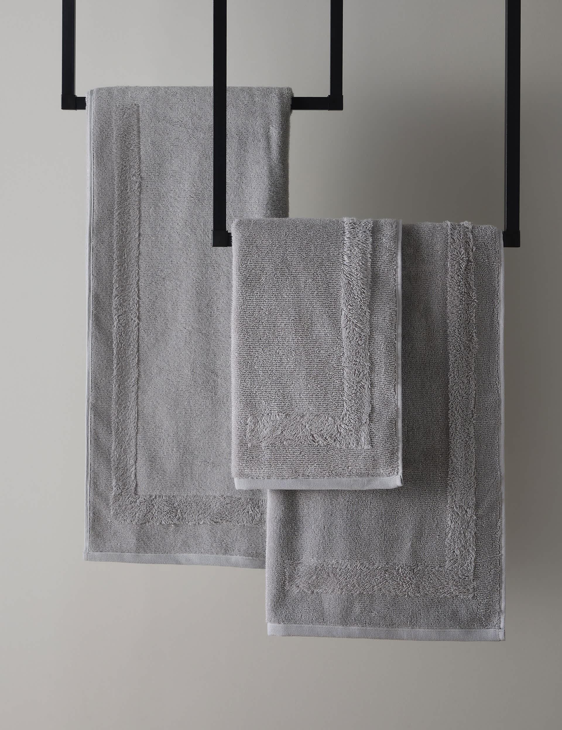 M&S X Kelly Hoppen Border Terry Towel - EXL - Grey, White,Black,Grey,Taupe