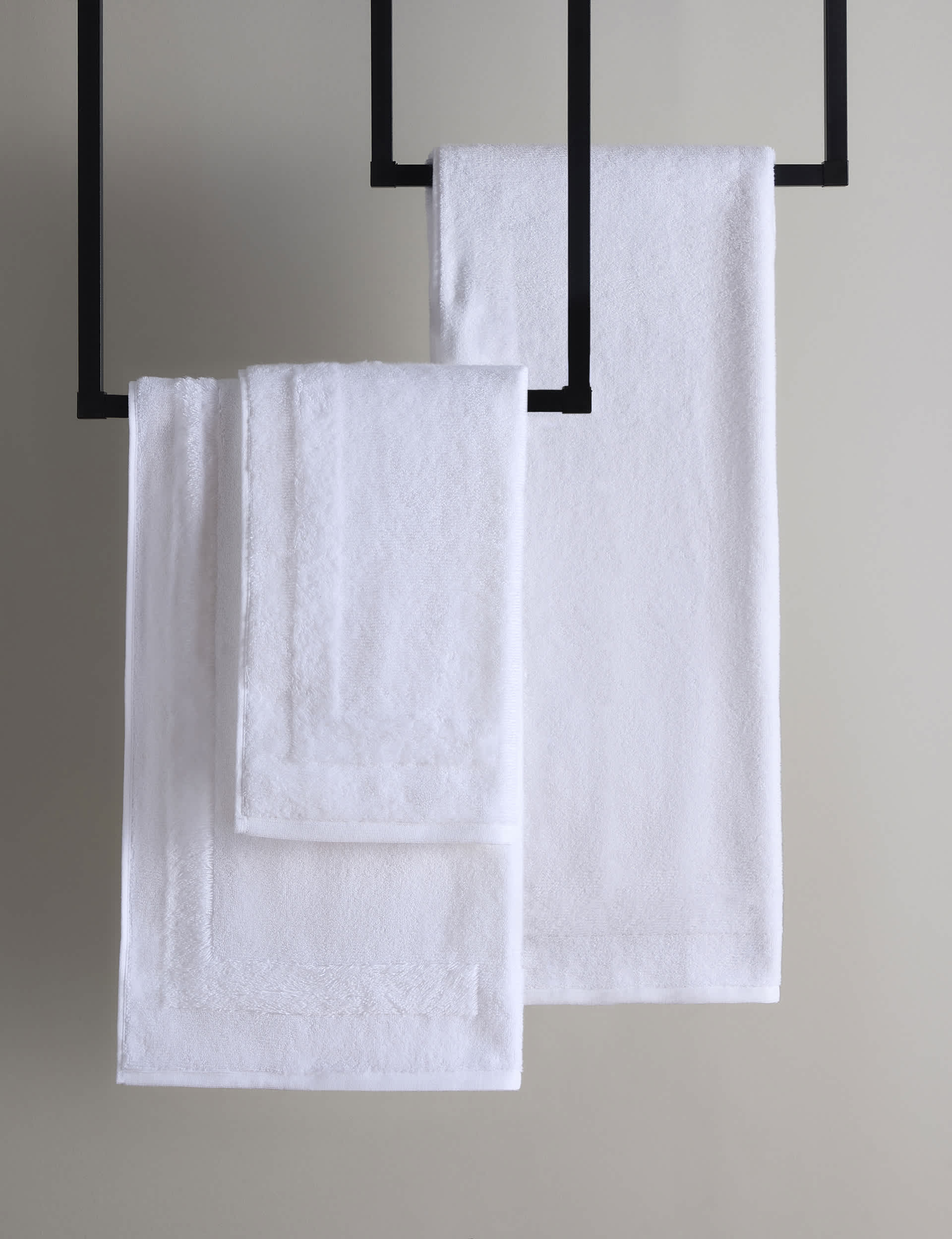 M&S X Kelly Hoppen Border Terry Towel - BATH - White, White,Black,Grey,Taupe