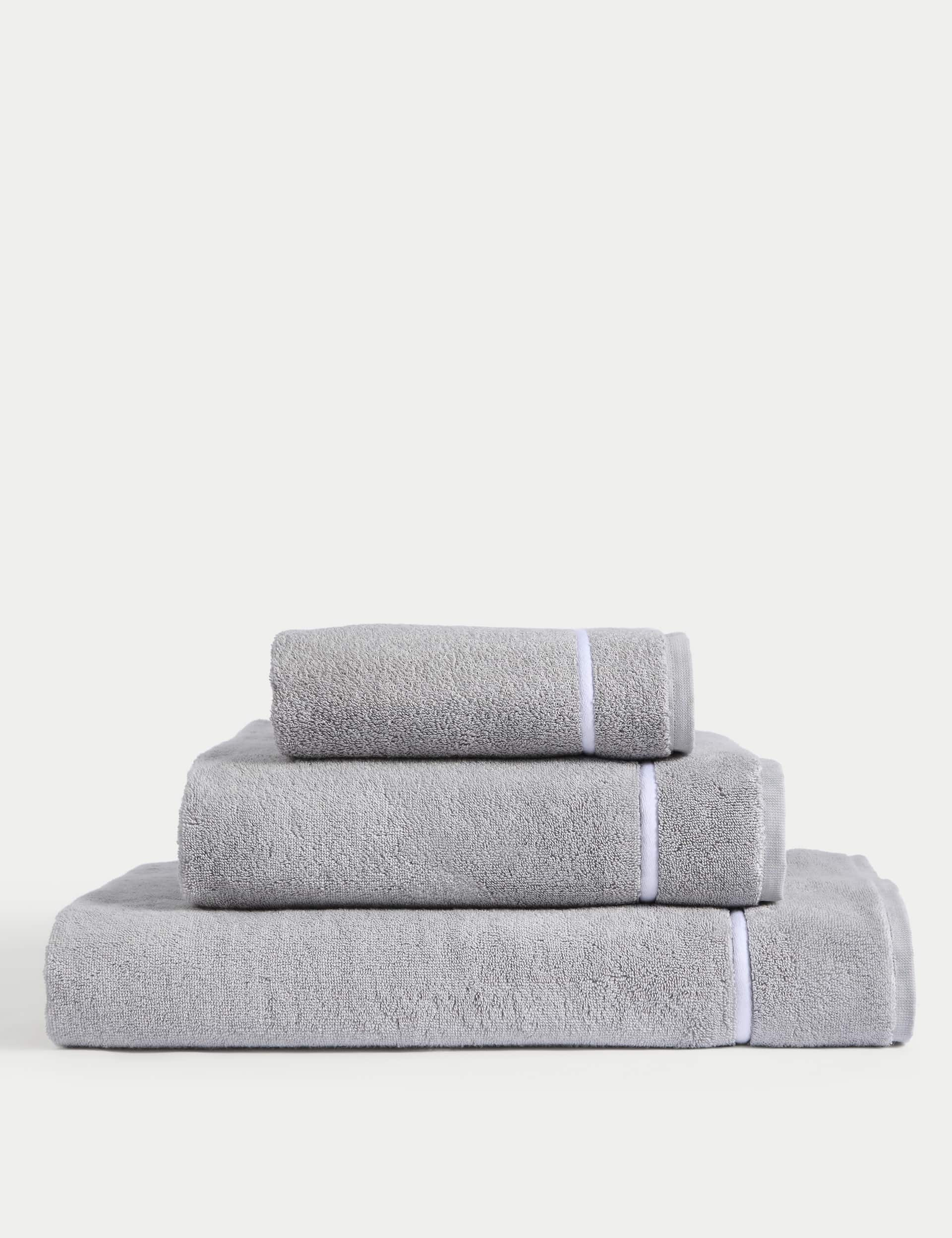 M&S X Kelly Hoppen Baretta Stitch Towel - EXL - Grey/White, Grey/White,Taupe Mix,Taupe,Black/White,W