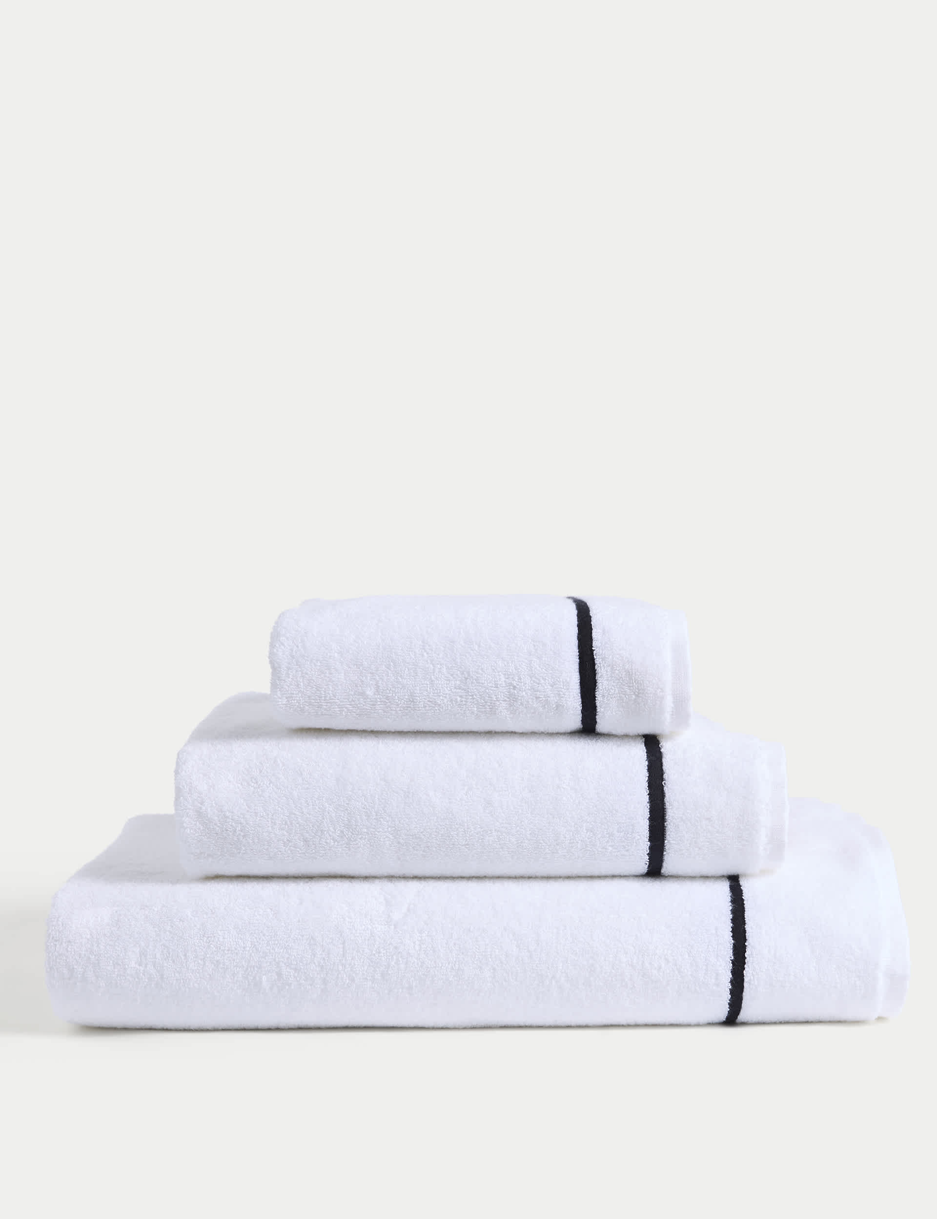 M&S X Kelly Hoppen Baretta Stitch Towel - HAND - White/Black, Black/White,Taupe Mix,Grey/White,White