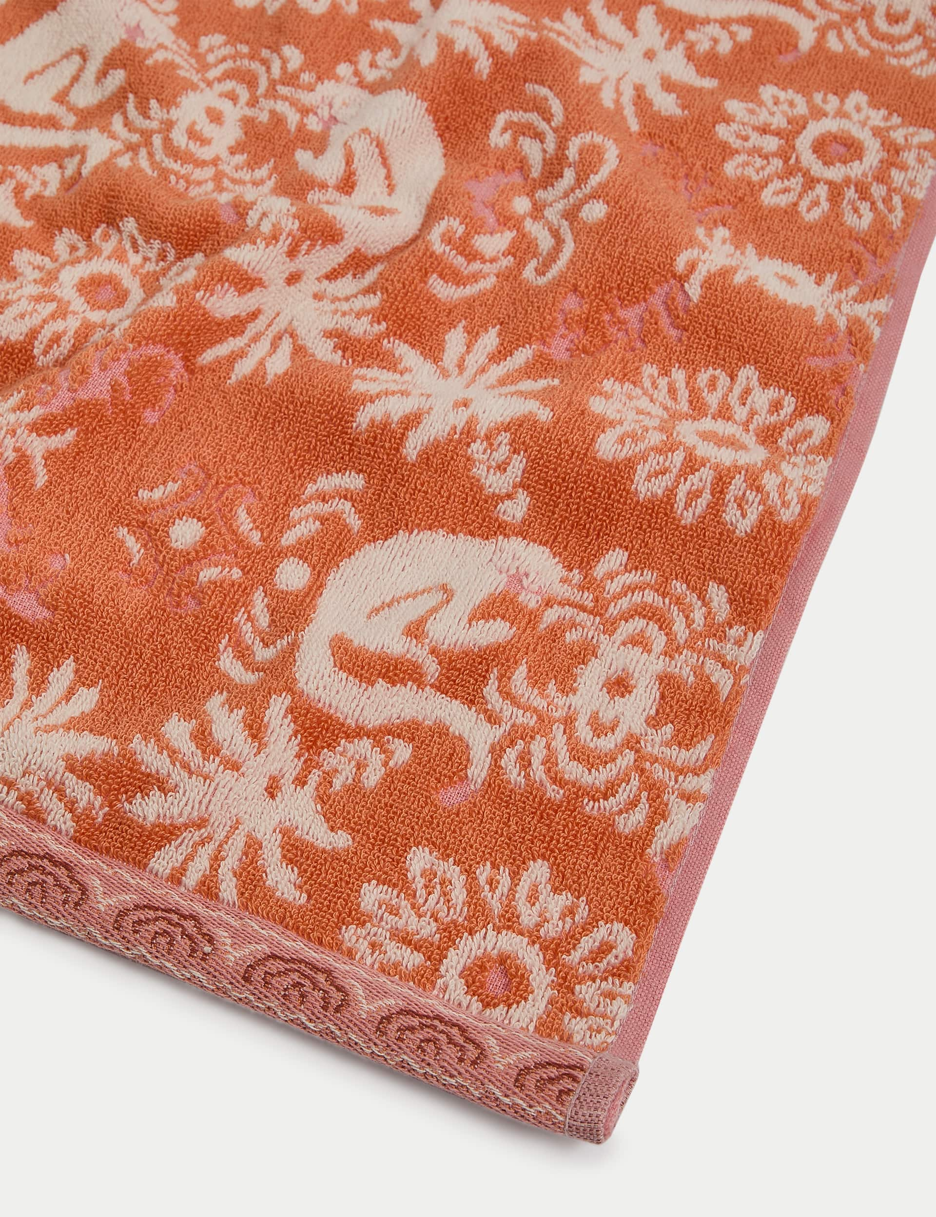 M&S Collection Pure Cotton Monkey Towel - EXL - Orange Mix, Orange Mix