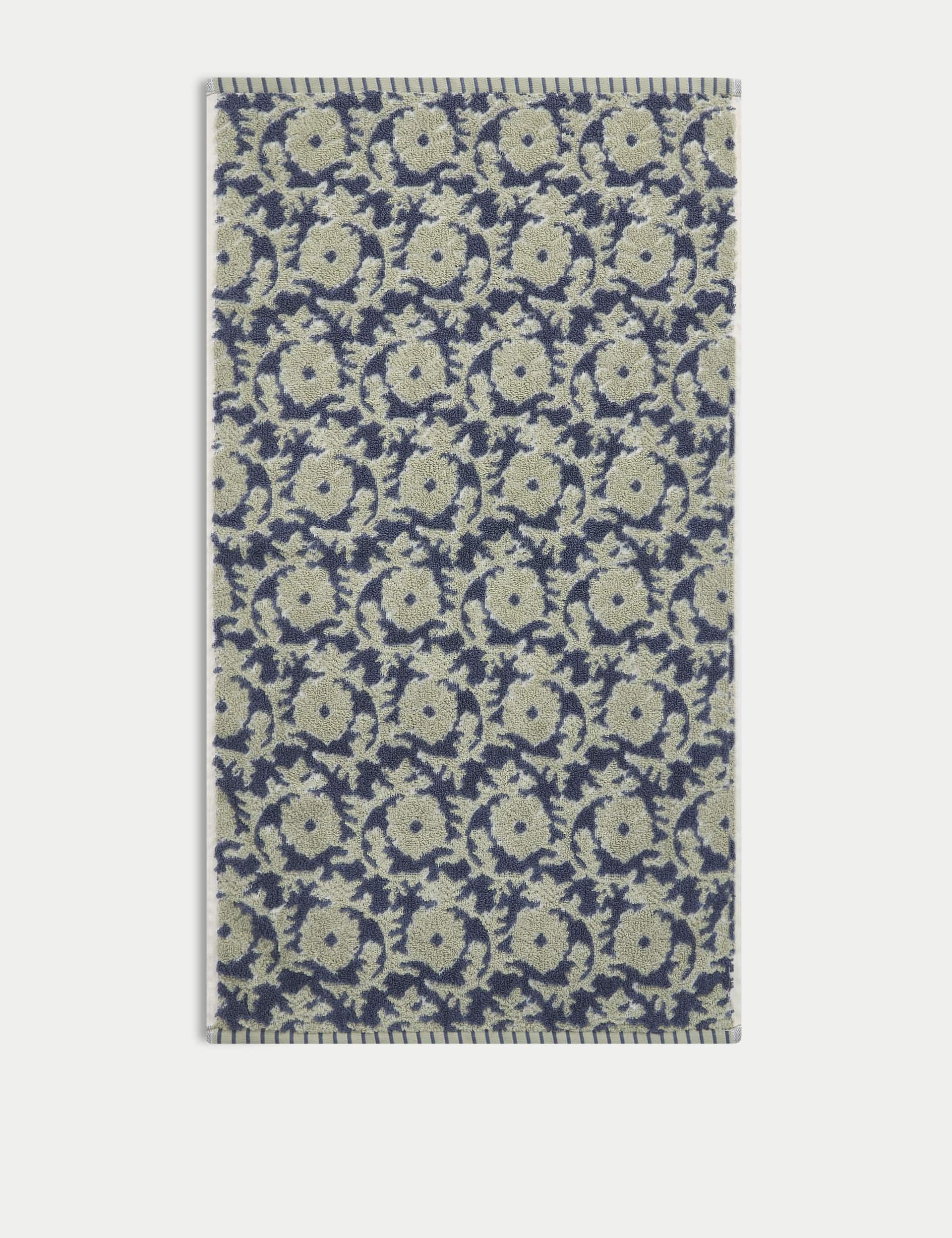 M&S Collection Pure Cotton Silhouette Floral Towel - EXL - Navy Mix, Ochre,Navy Mix