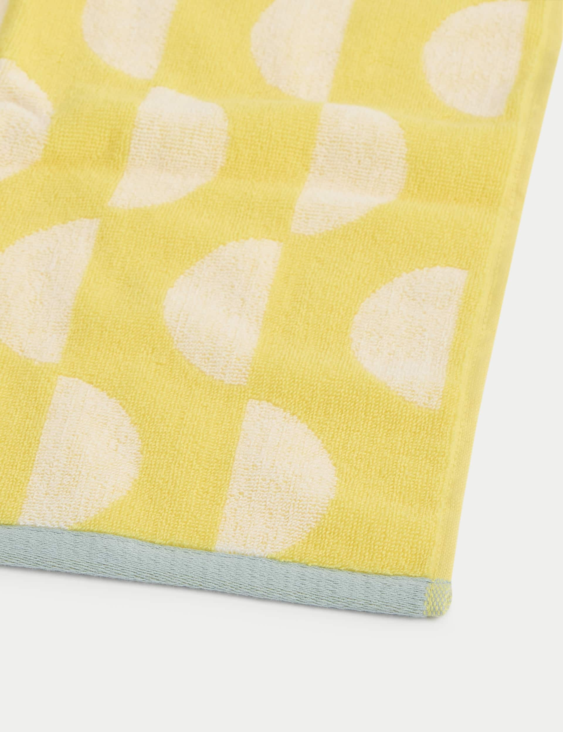 M&S Collection Pure Cotton Geometric Semi Circle Towel - BATH - Yellow Mix, Blue Mix,Yellow Mix