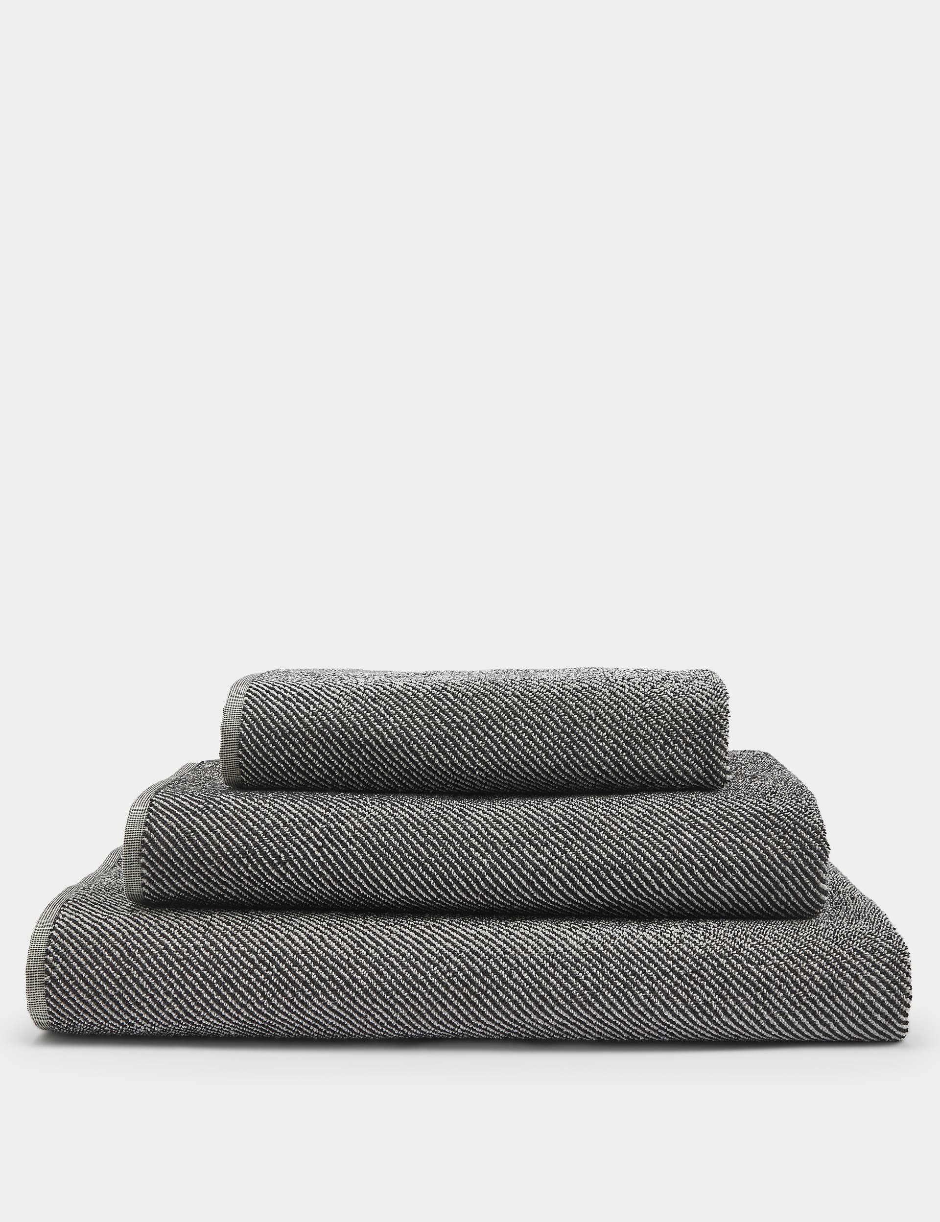 M&S Collection Pure Cotton Narrow Striped Towel - EXL - Charcoal, Charcoal,Neutral