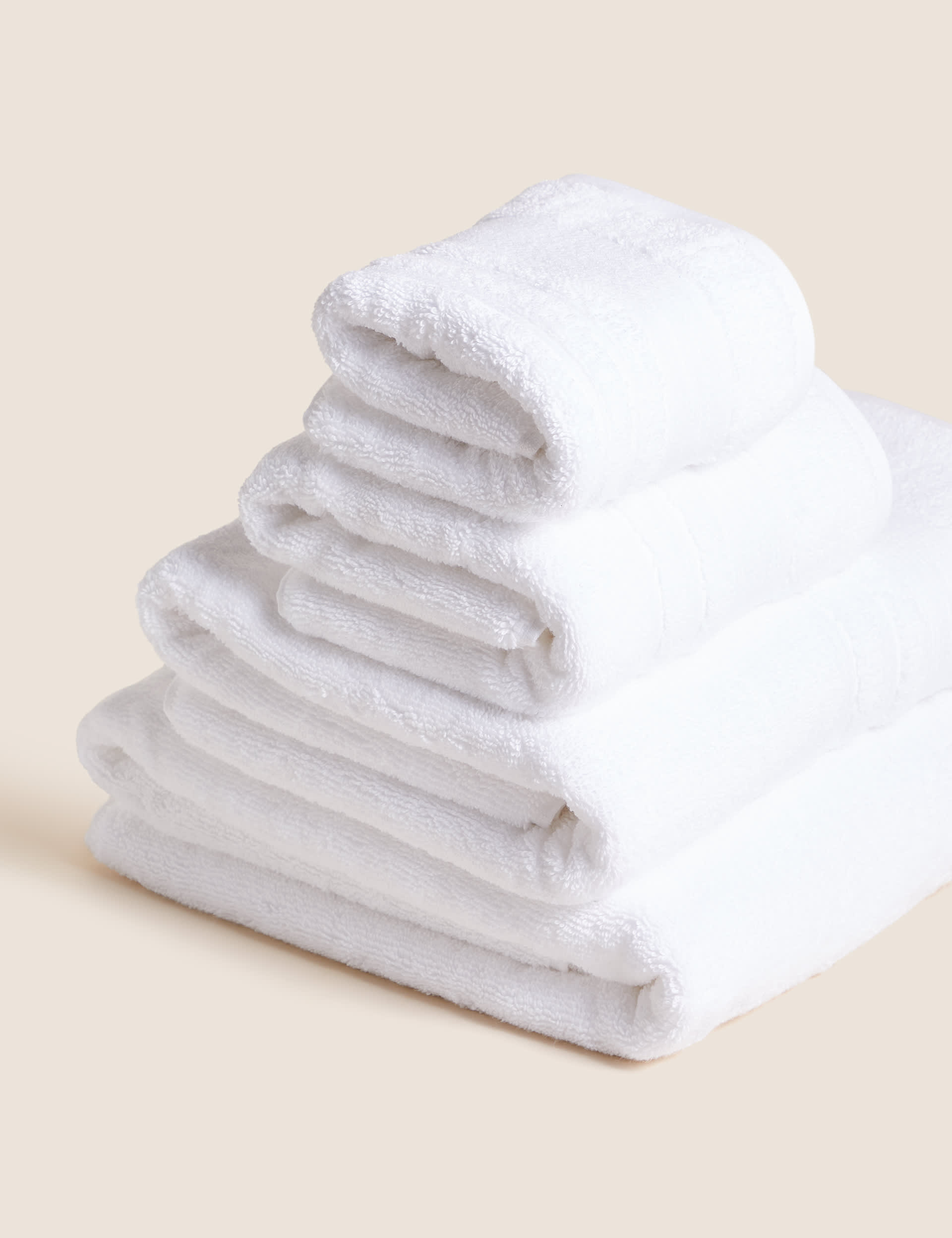 M&S Collection Super Plush Pure Cotton Towel - BATH - White, Light Grey,White