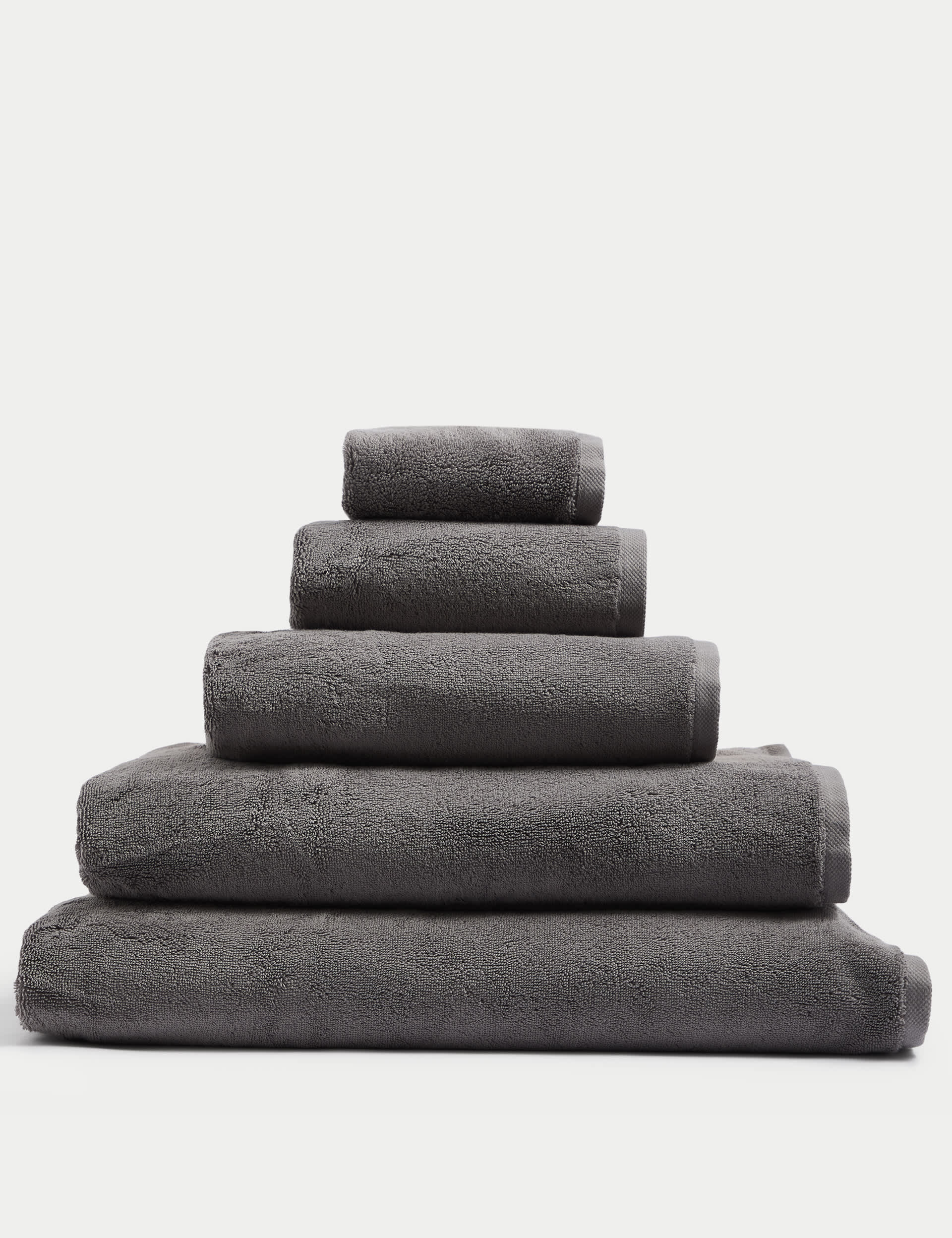 M&S Pure Organic Cotton Towel - HAND - Mid Grey, White,Seafoam,Natural,Mid Grey