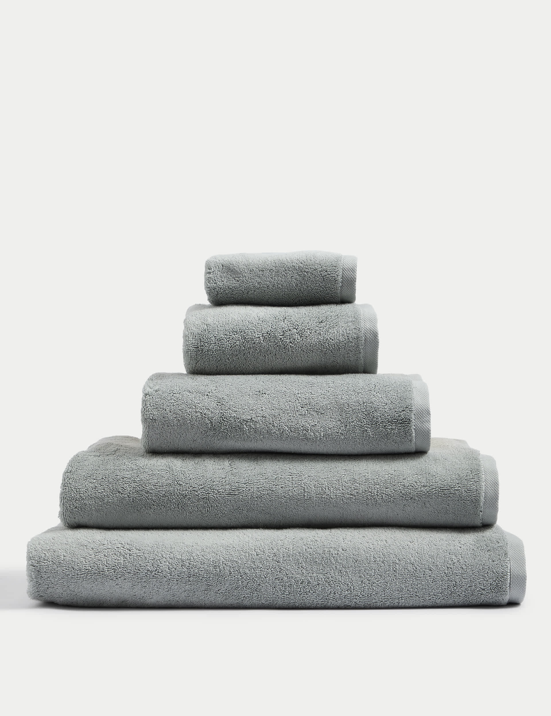 M&S Pure Organic Cotton Towel - BATH - Seafoam, White,Seafoam,Natural,Mid Grey