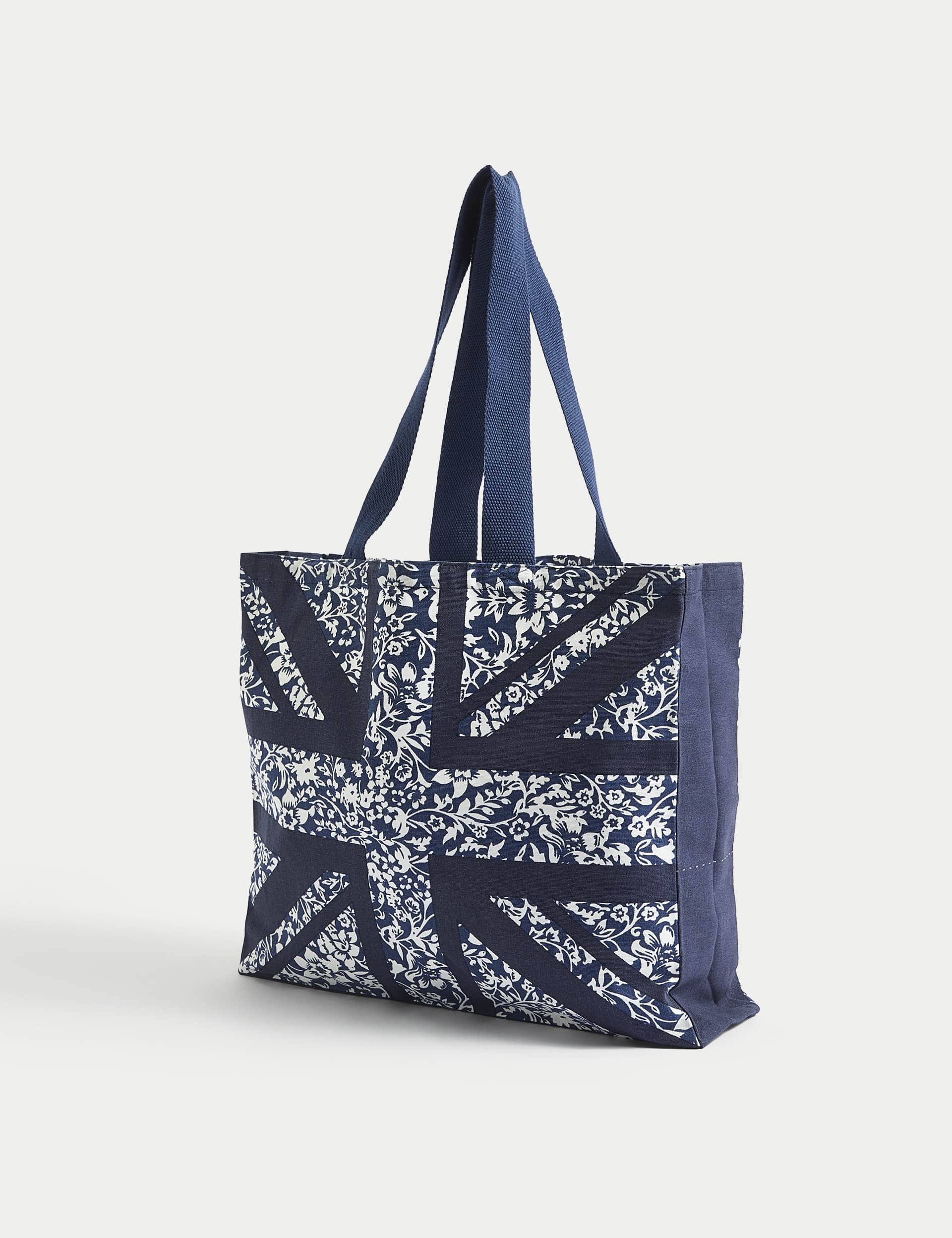 M&S Collection Pure Cotton Union Jack Tote Bag - Blue Mix, Blue Mix