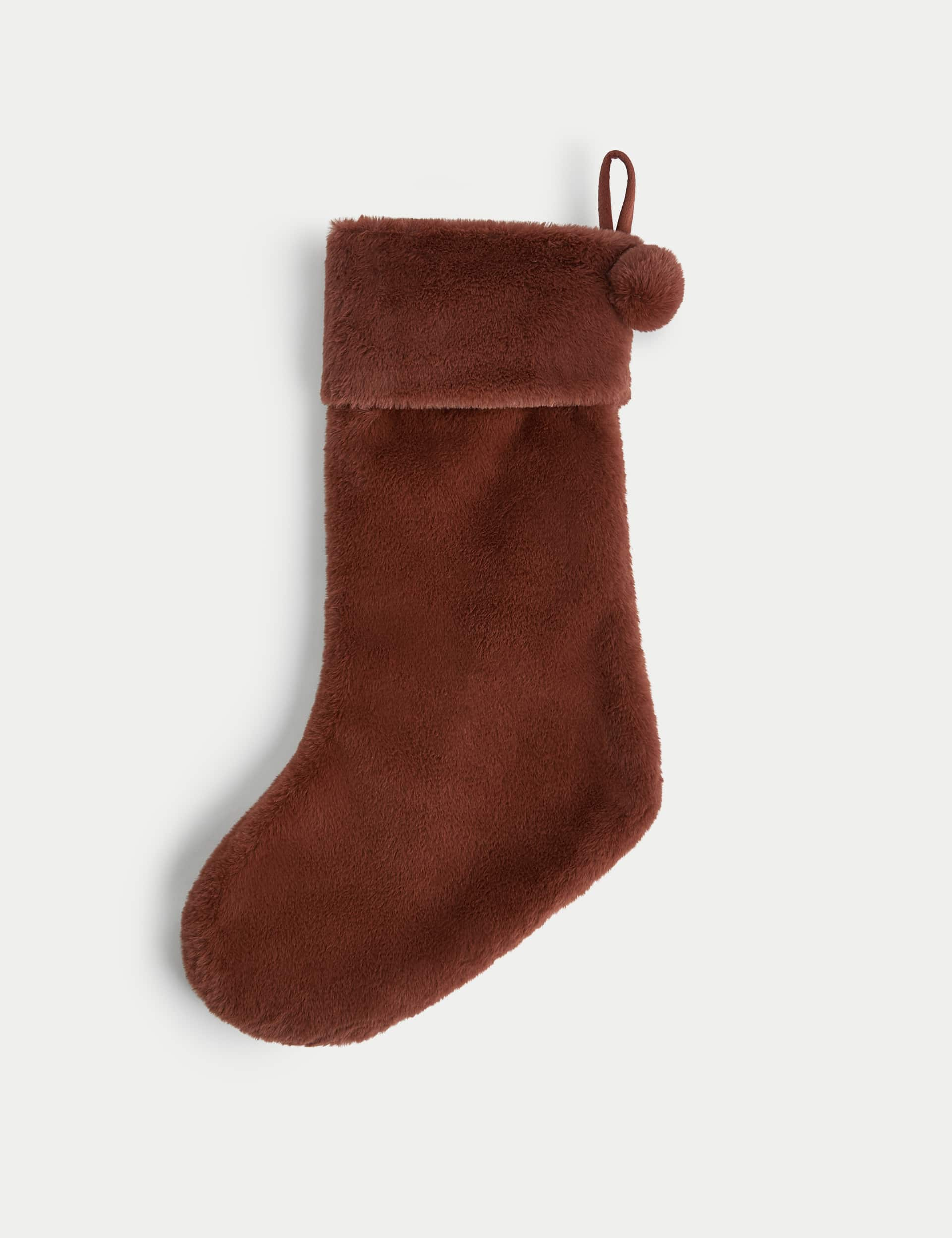 M&S Faux Fur Stocking - Rust, Rust