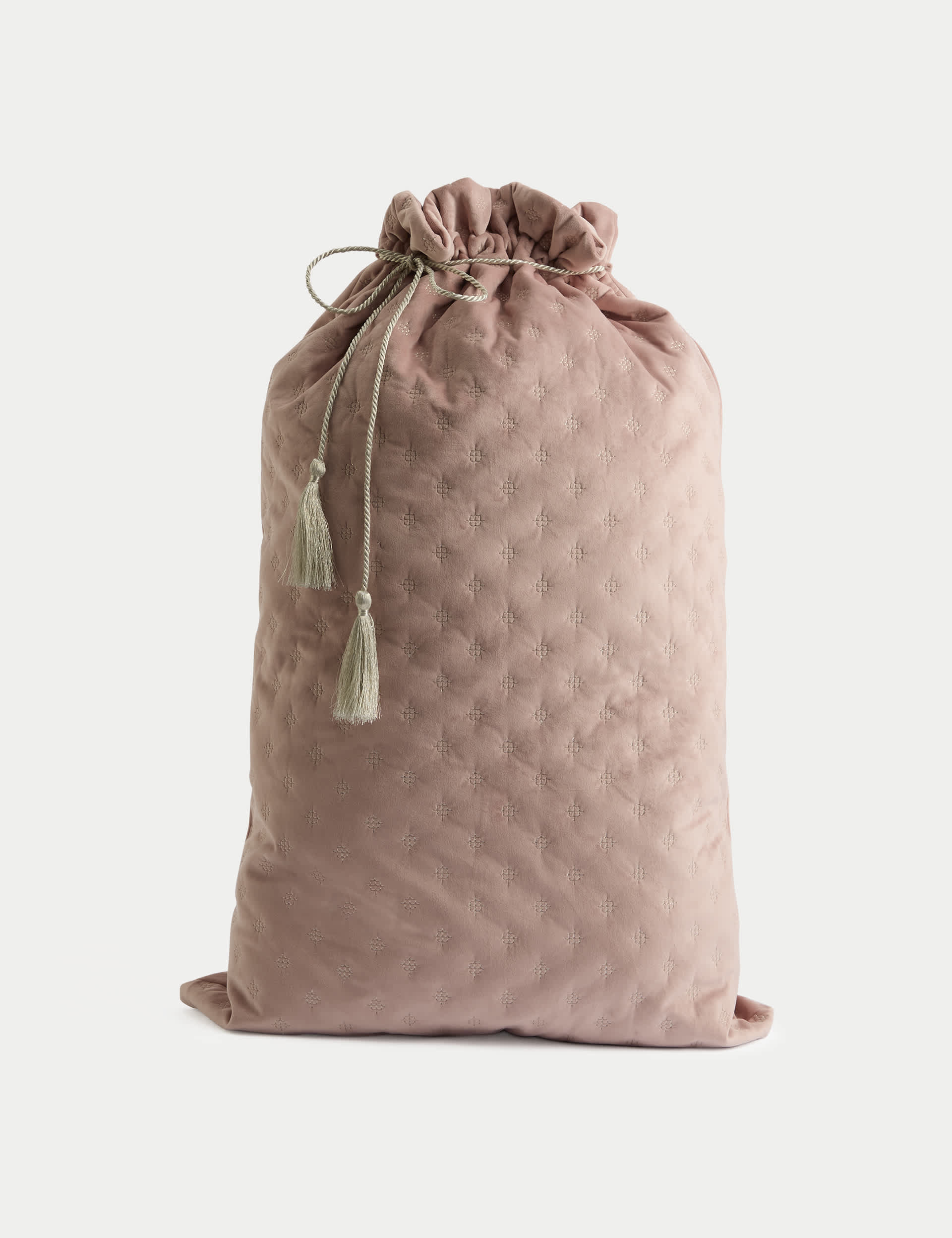 M&S Pink Velvet Quilted Sack, Pink