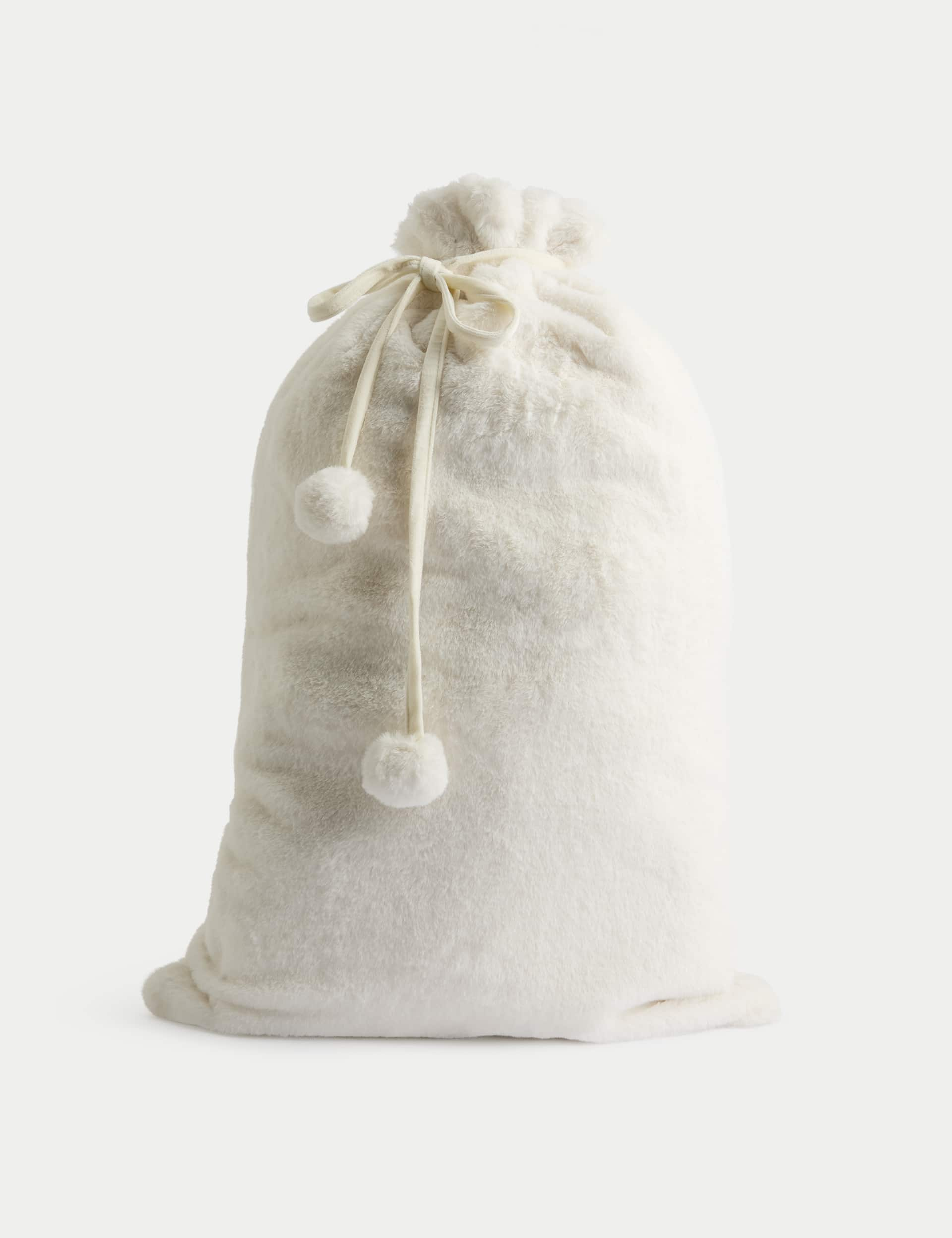 M&S Faux Fur Christmas Sack - Cream, Cream