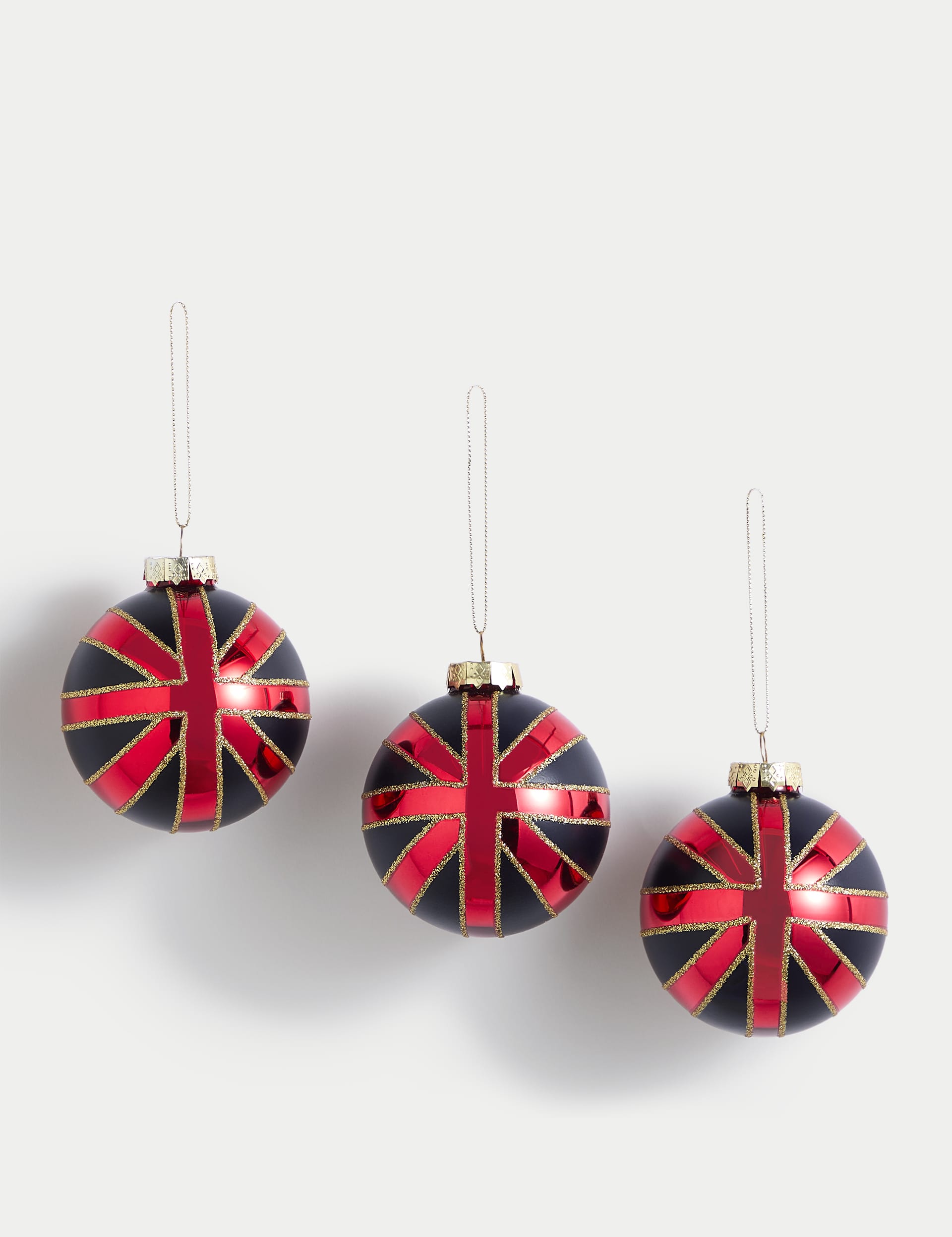 M&S 3pk Glass Union Jack Baubles - Multi, Multi