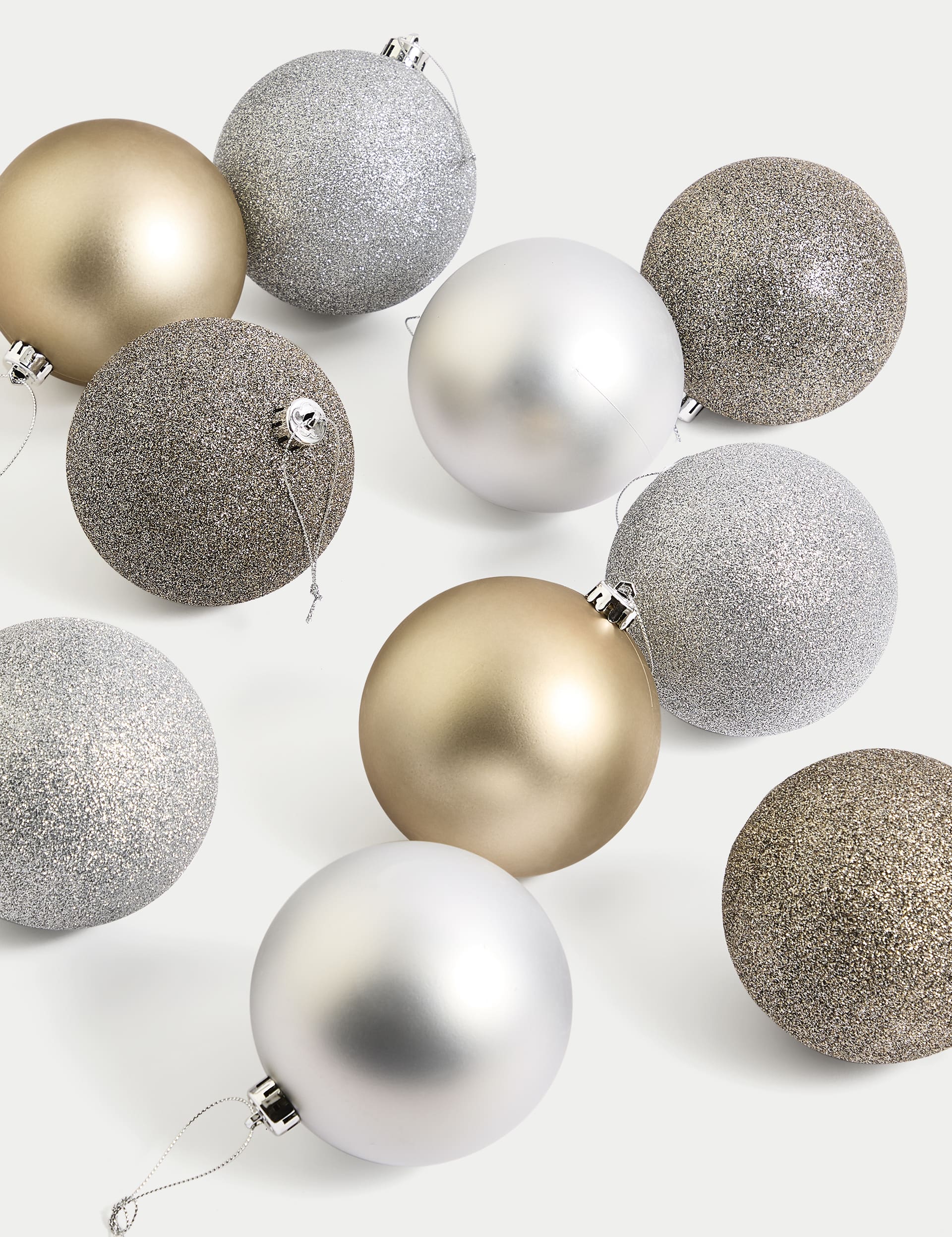 M&S 10pk Oversized Baubles - Gold, Gold