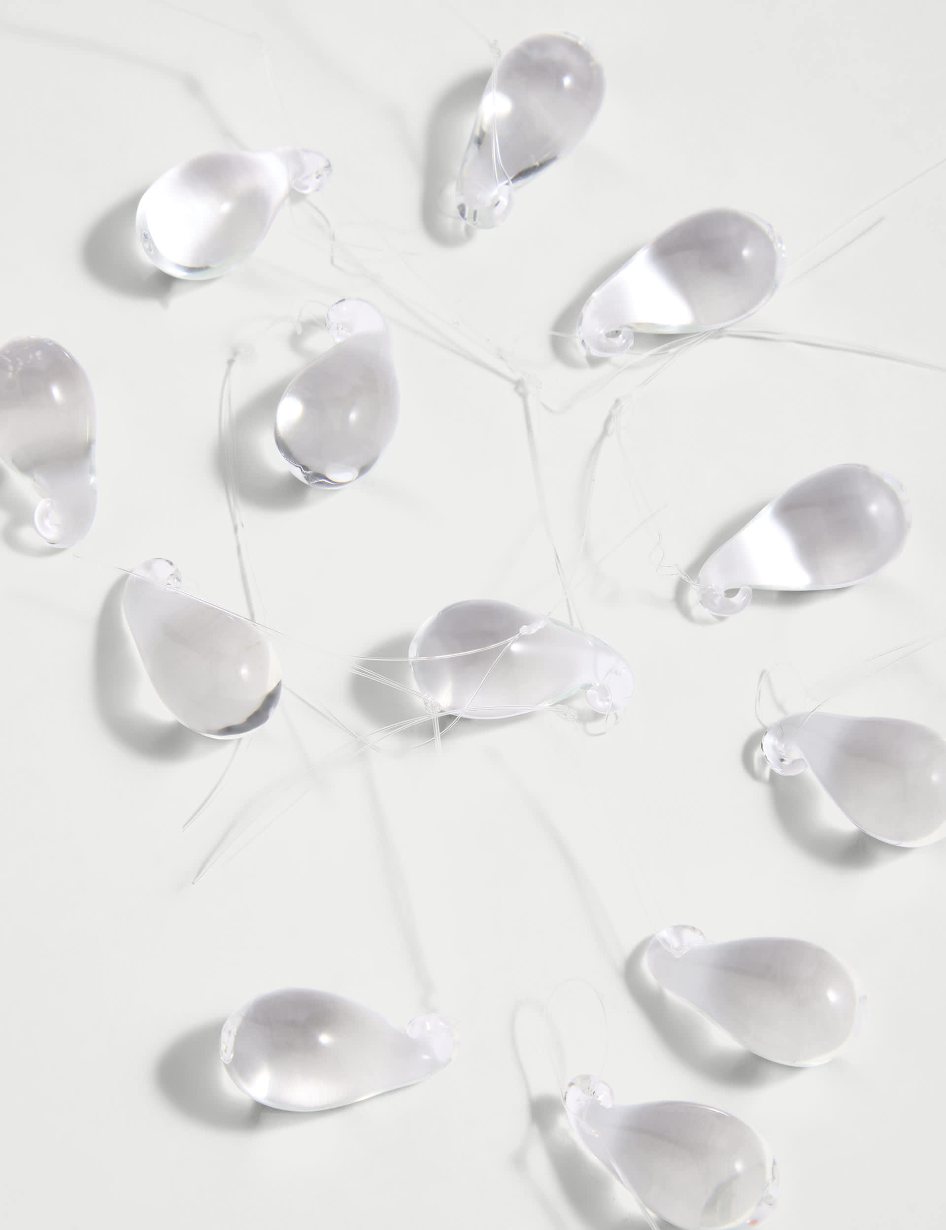 M&S 12pk Mini Glass Teardrop Baubles - Clear, Clear