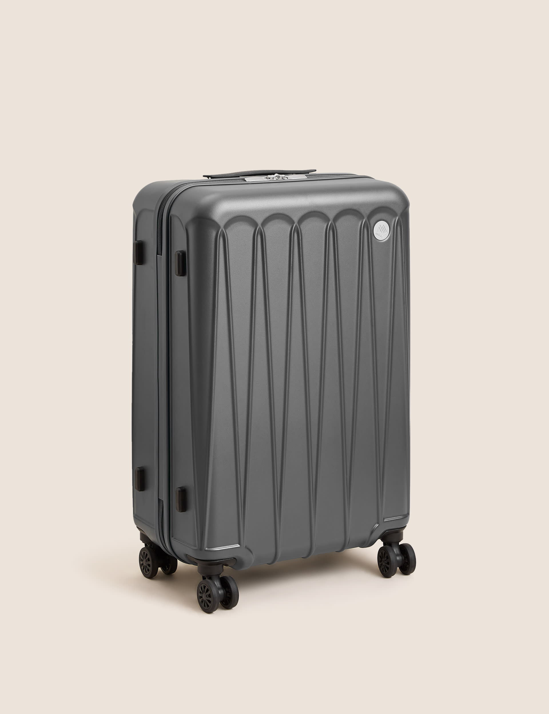 M&S Amalfi 4 Wheel Hard Shell Medium Suitcase - Charcoal, Dusty Pink,Charcoal,Sage Green,Blue,Pebble,Yellow