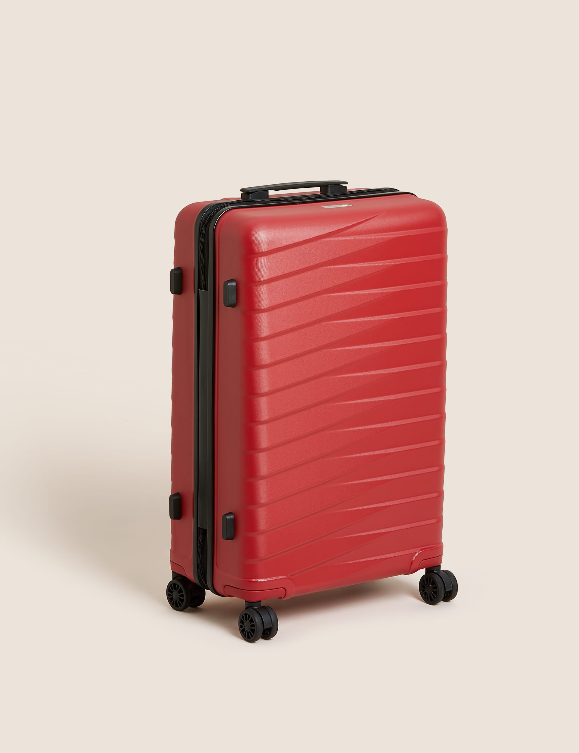 M&S Oslo 4 Wheel Hard Shell Medium Suitcase - Red, Silver,Red,Black