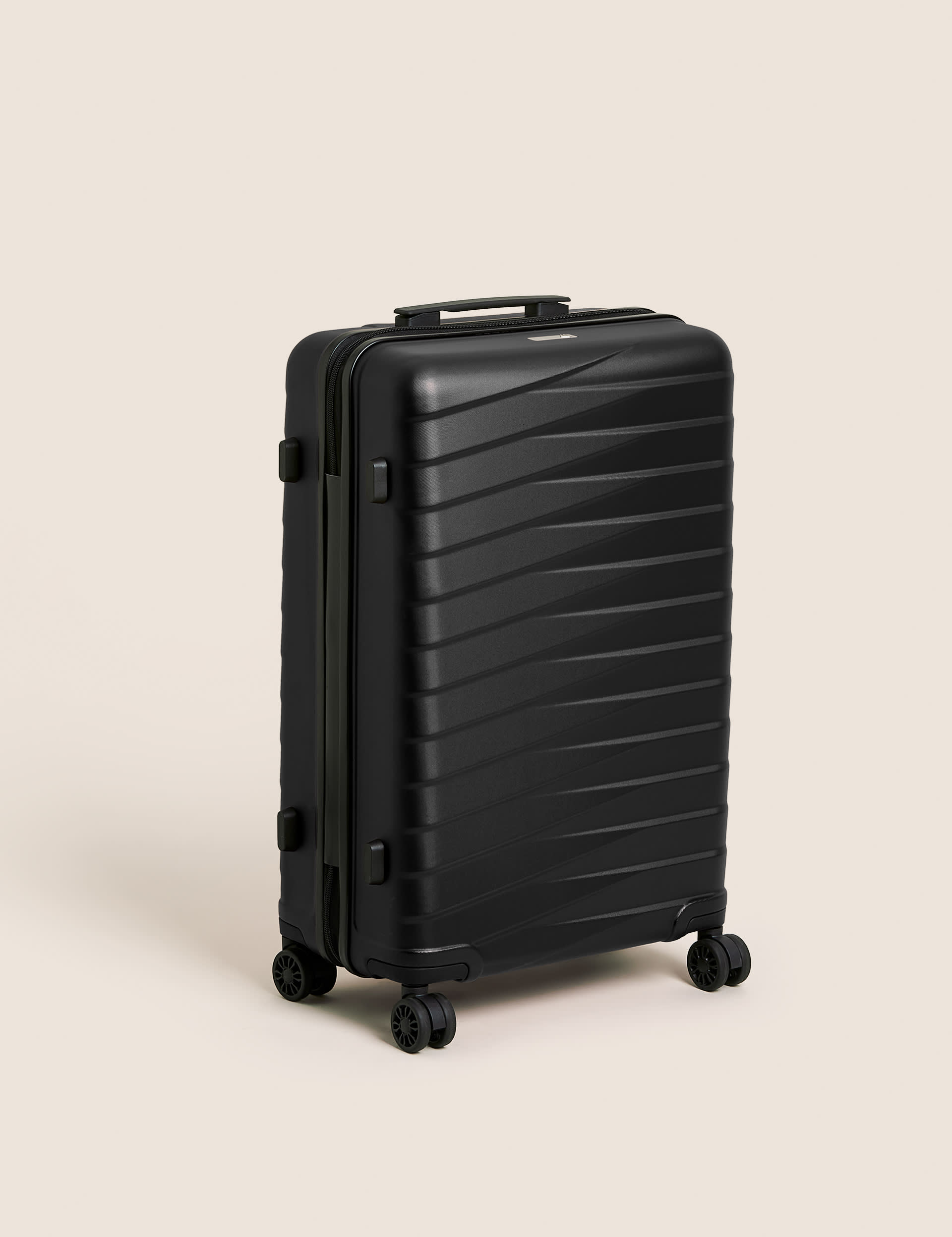 M&S Oslo 4 Wheel Hard Shell Medium Suitcase - Black, Silver,Red,Black