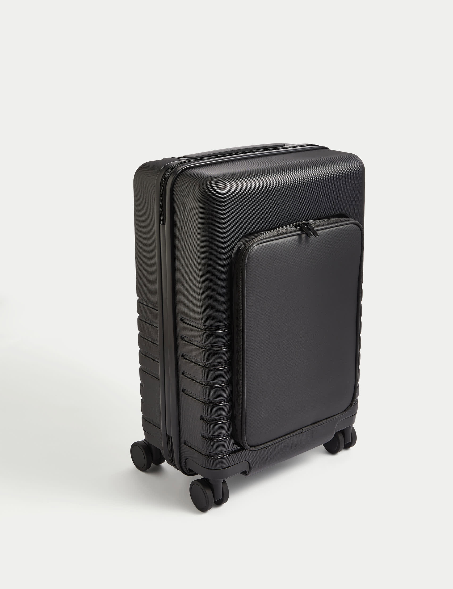 M&S Collection Hybrid 4 Wheel Hard Shell Cabin Suitcase - Black, Black