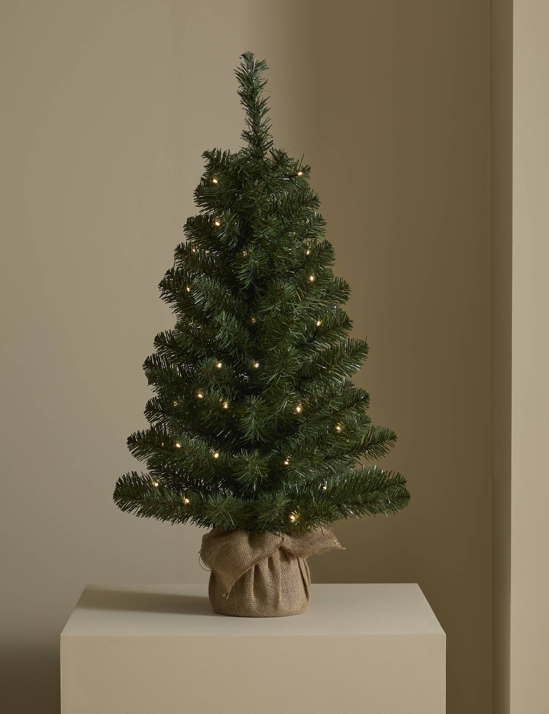 M&S 3ft Pre-Lit Spruce Christmas Tree - Green, Green